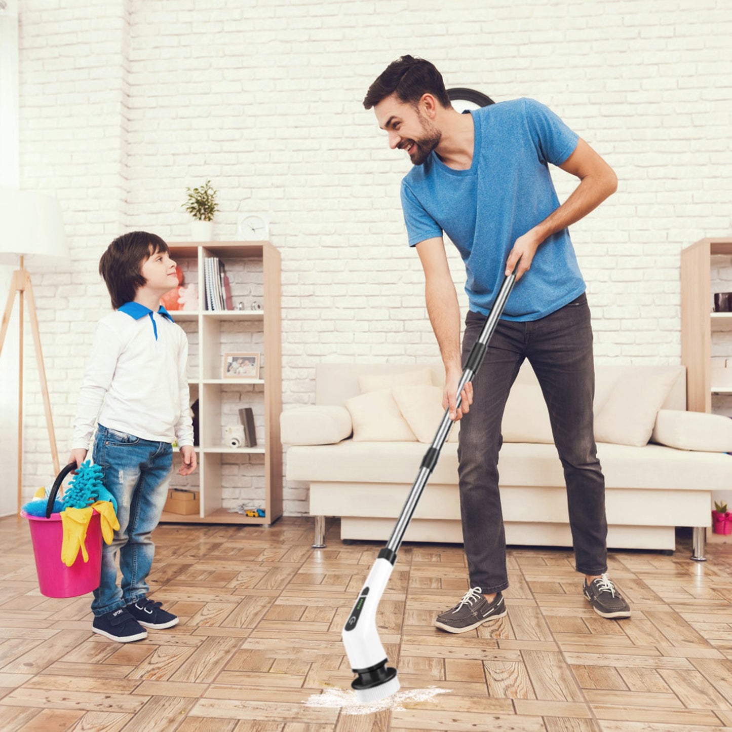 Electric Spin Scrubber with 8 Brush Heads & Telescopic Arm