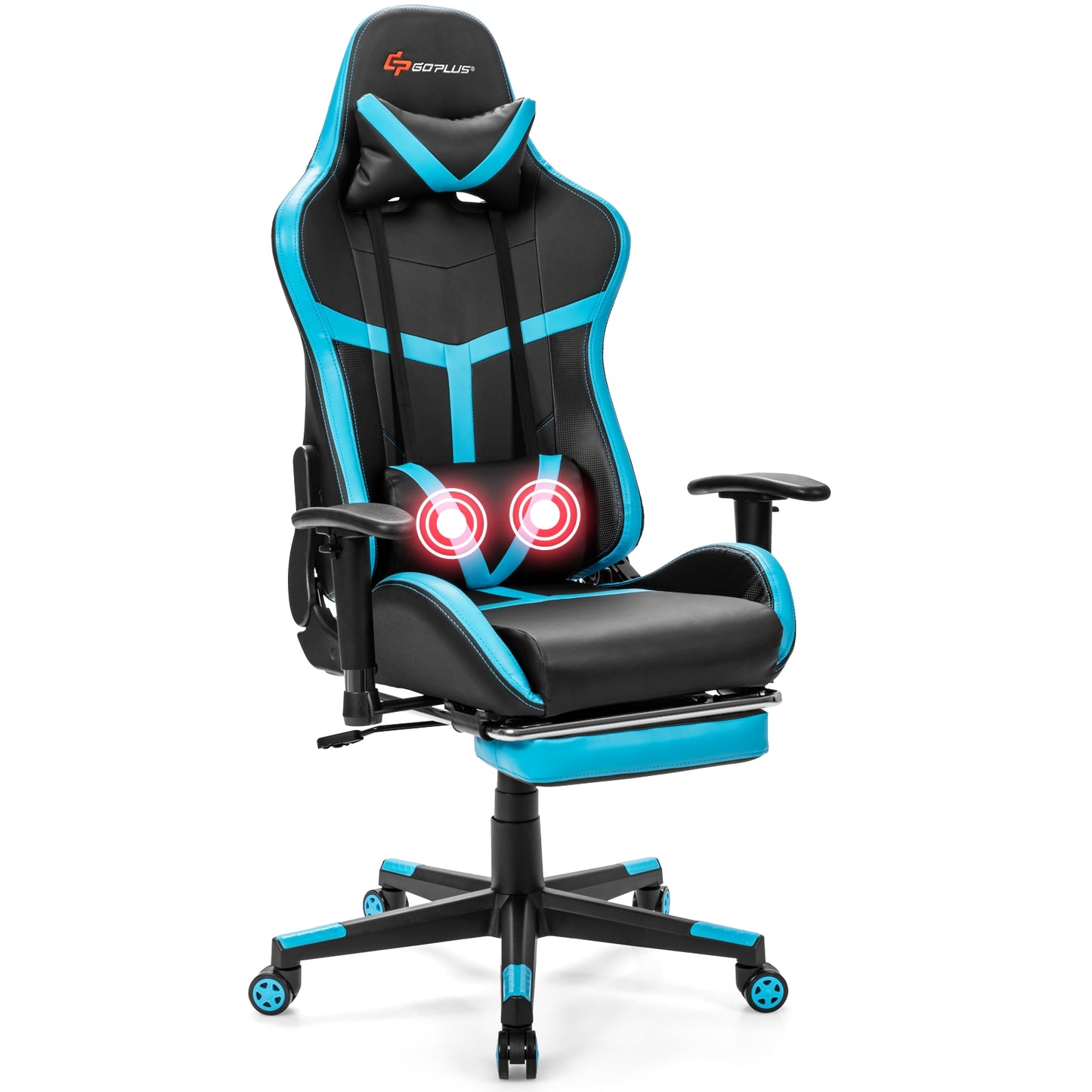 Gaming Chair with Lumbar Massage and Footrest