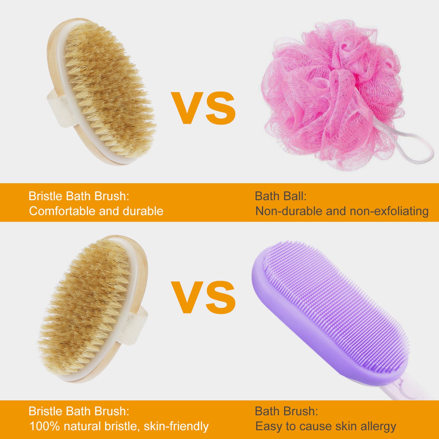 15" Bath Brush Shower Body Back Scrubber