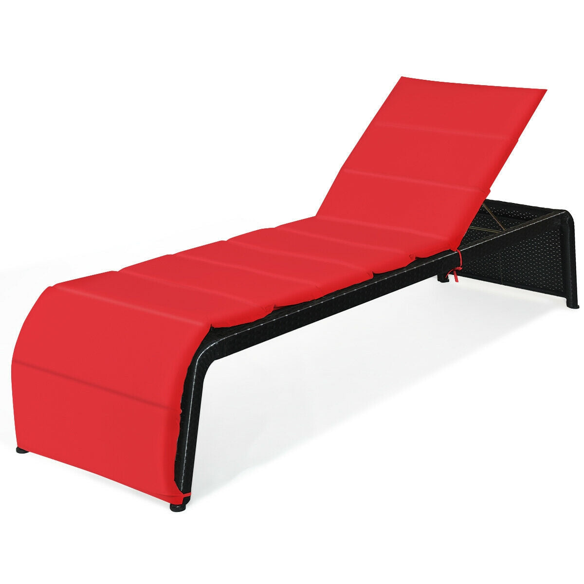 Adjustable Rattan Chaise Lounge Chair with Cushion