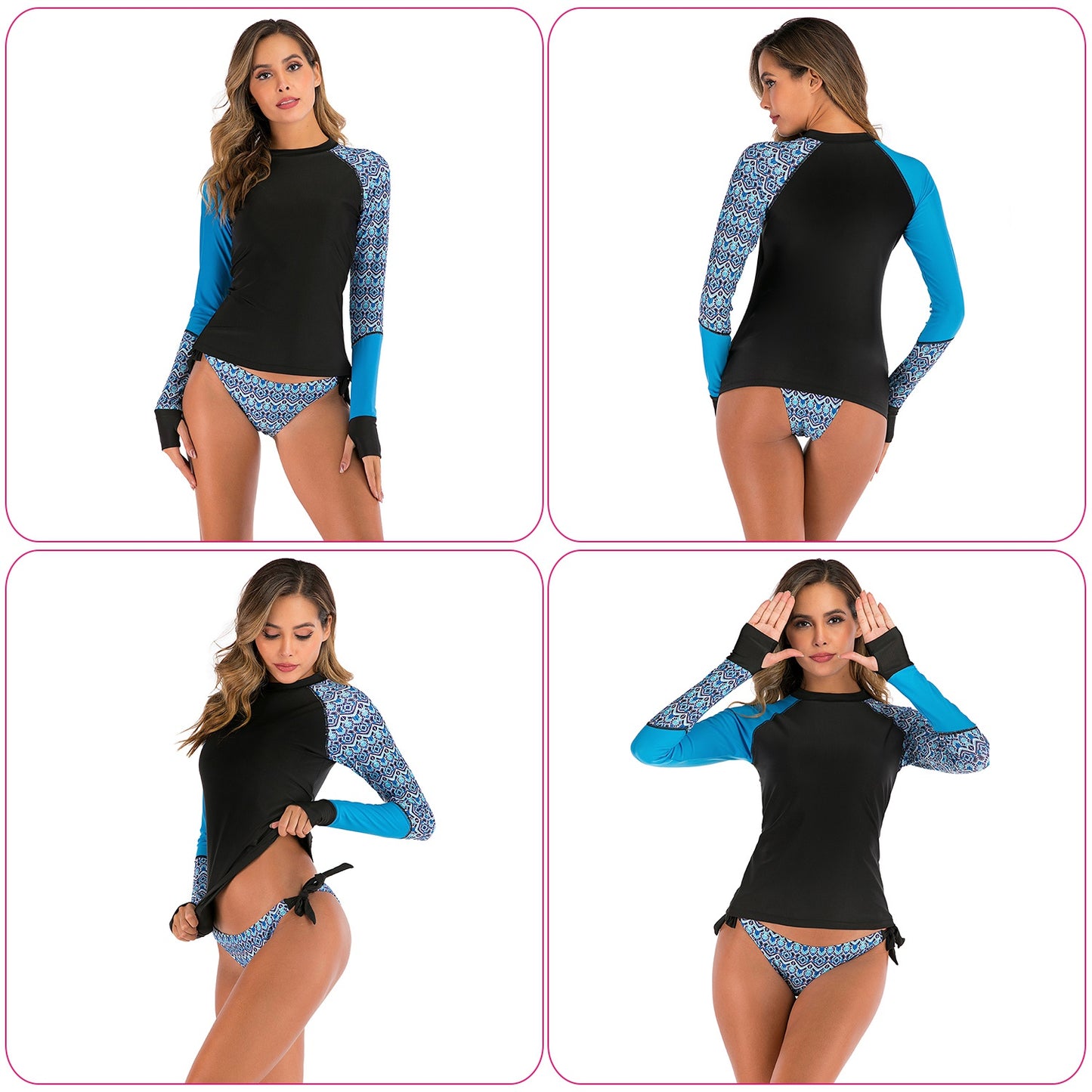 Women 2 Piece Long Sleeve Swimsuit