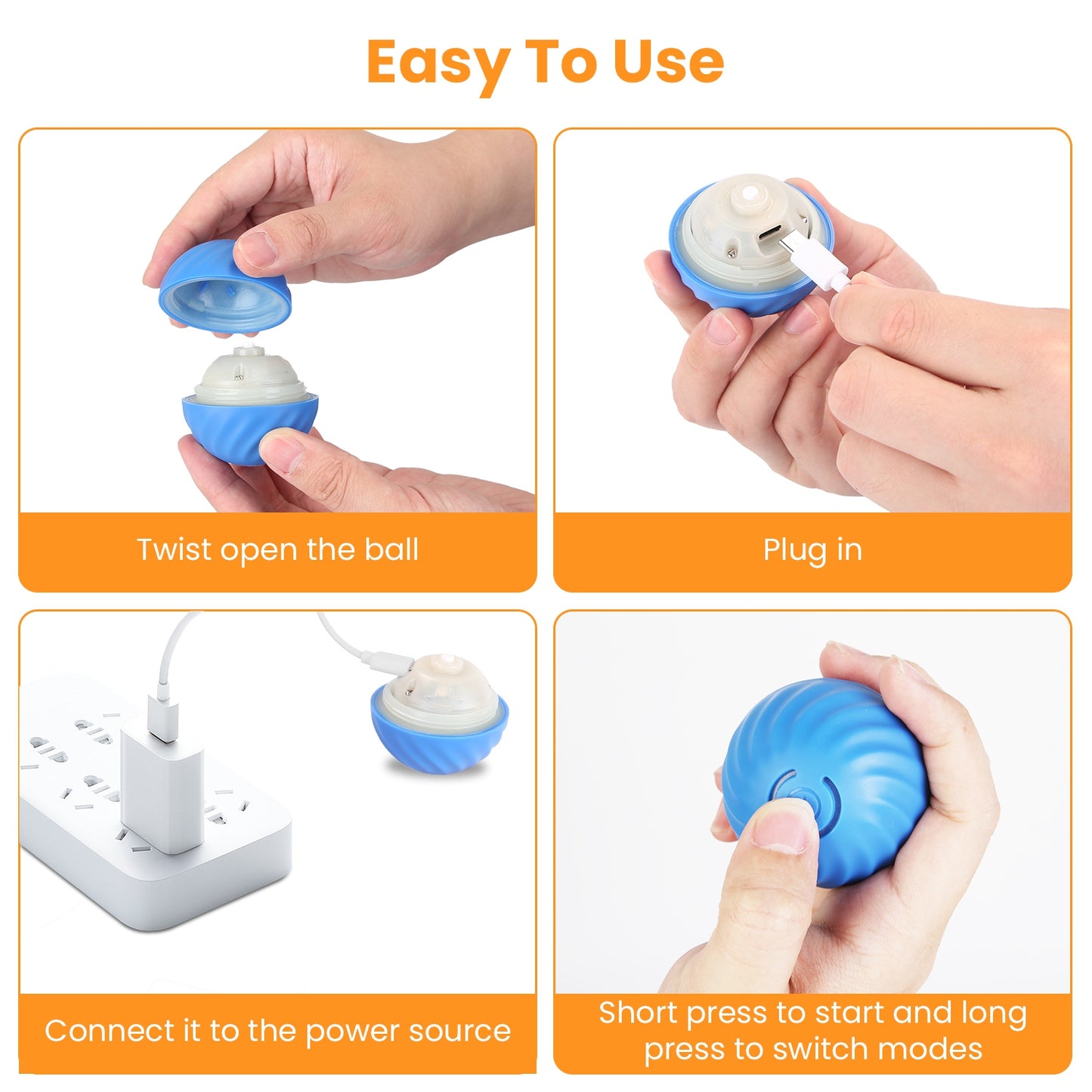 Interactive Motion Activated Cat Toy Ball with Rechargeable Battery