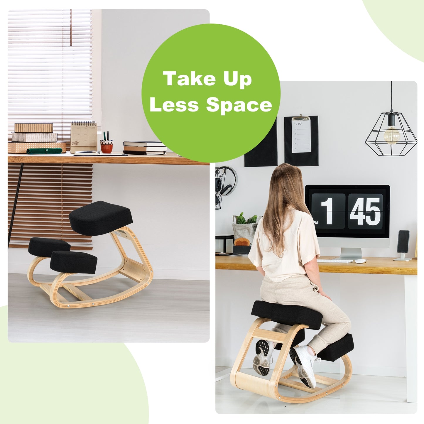 Ergonomic Kneeling Chair with Rocking Base - Gray