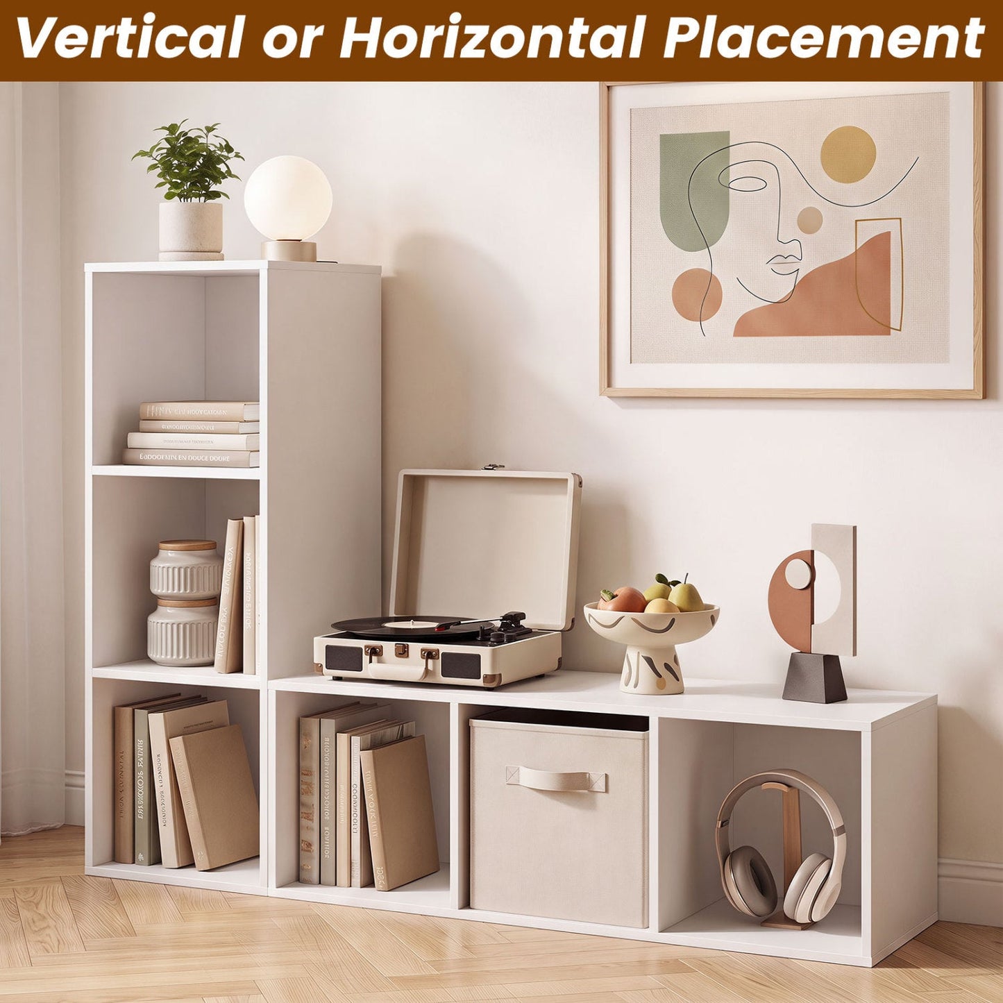 3-Cube Bookcase with Anti-Tipping Kits - White