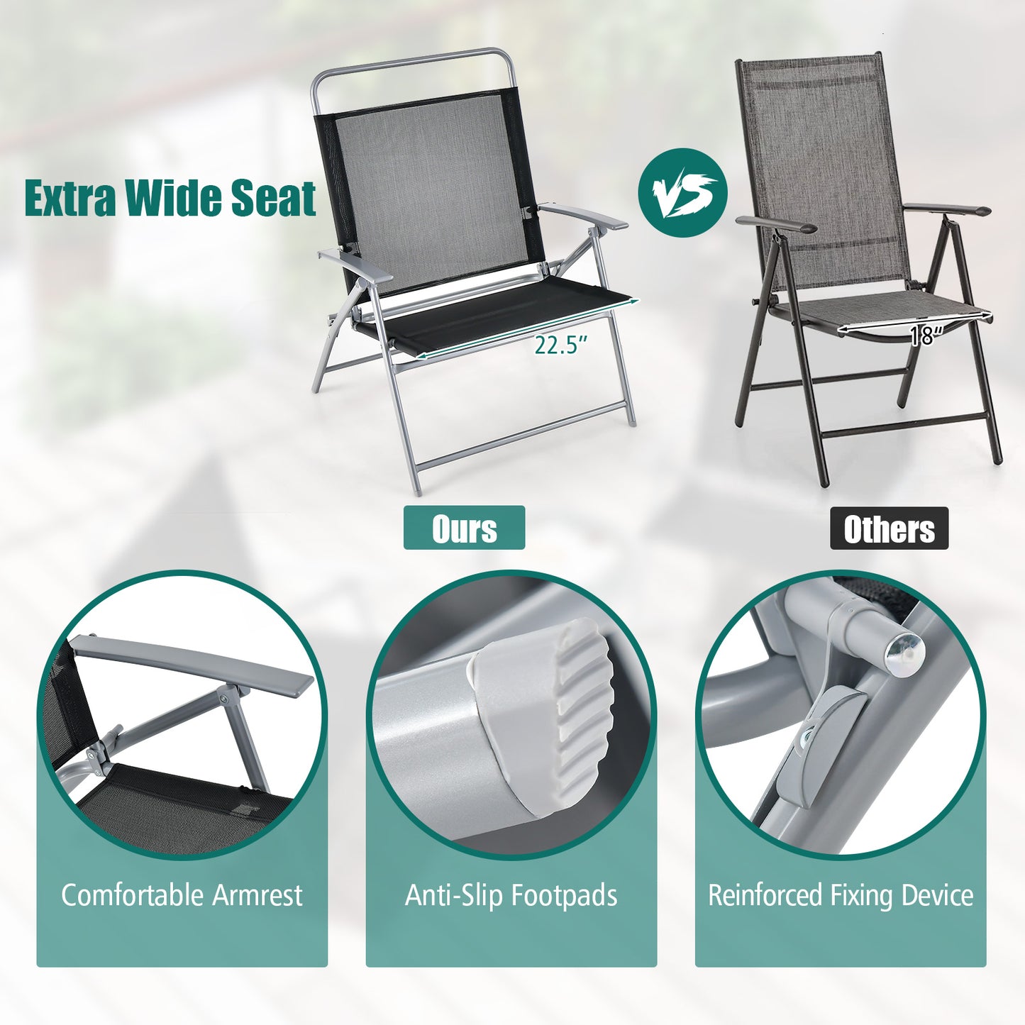 3-Piece Folding Patio Chair Set with Coffee Table