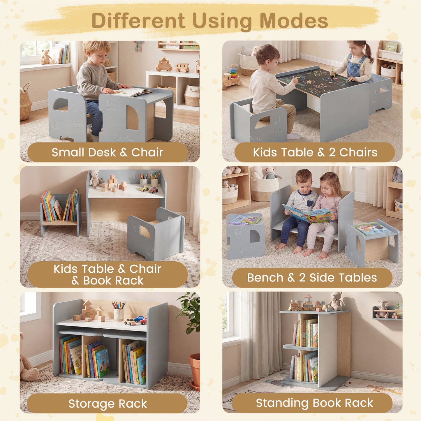 Kids Table and Chair Set with Chalkboard - 3 Piece