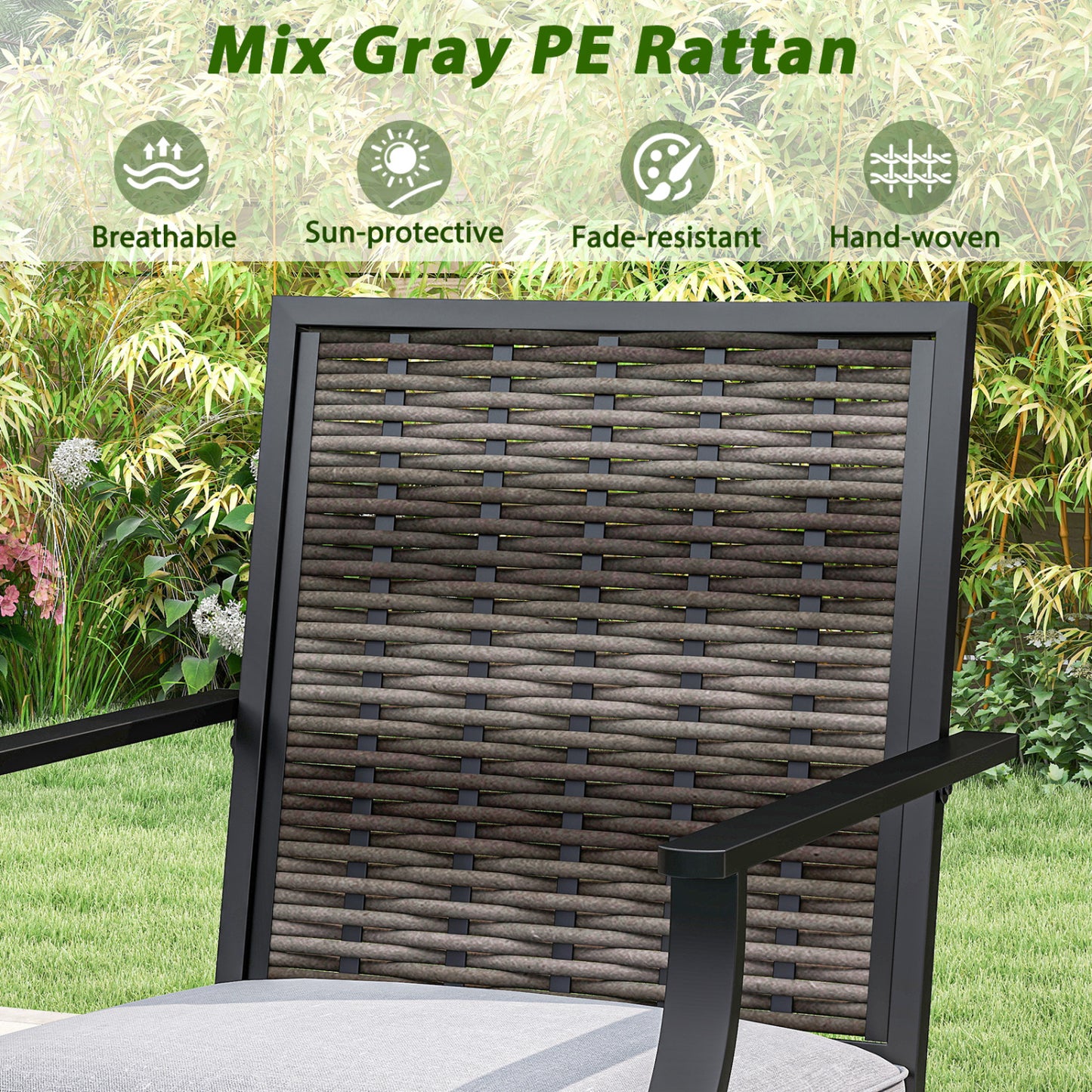 3-Piece Swivel Bar Set with Wicker Chairs and High Top Table