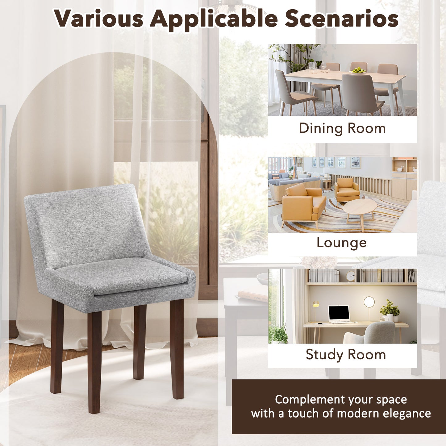 3-Piece Accent Chair and Table Set - Grey & Brown