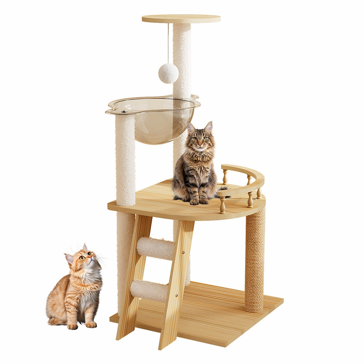 Cat Tree Tower 41" with Acrylic Hammock & Sisal Posts