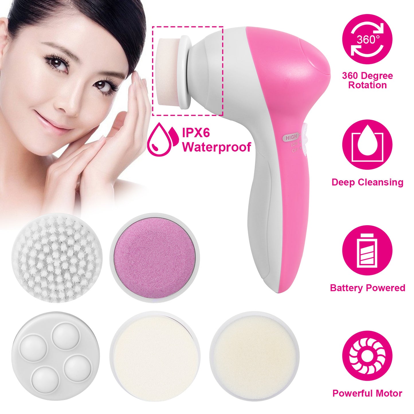 5-In-1 Facial Deep Cleansing Brush Set