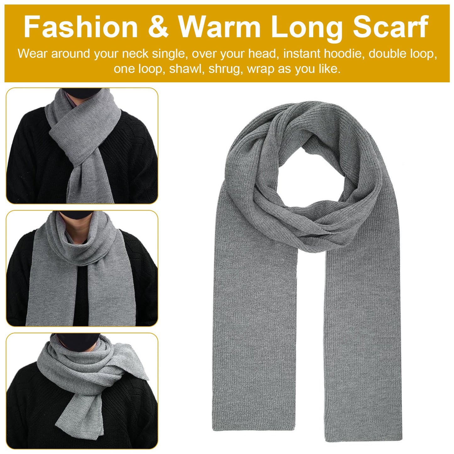 3Pcs Winter Warm Beanie and Touch Screen Gloves