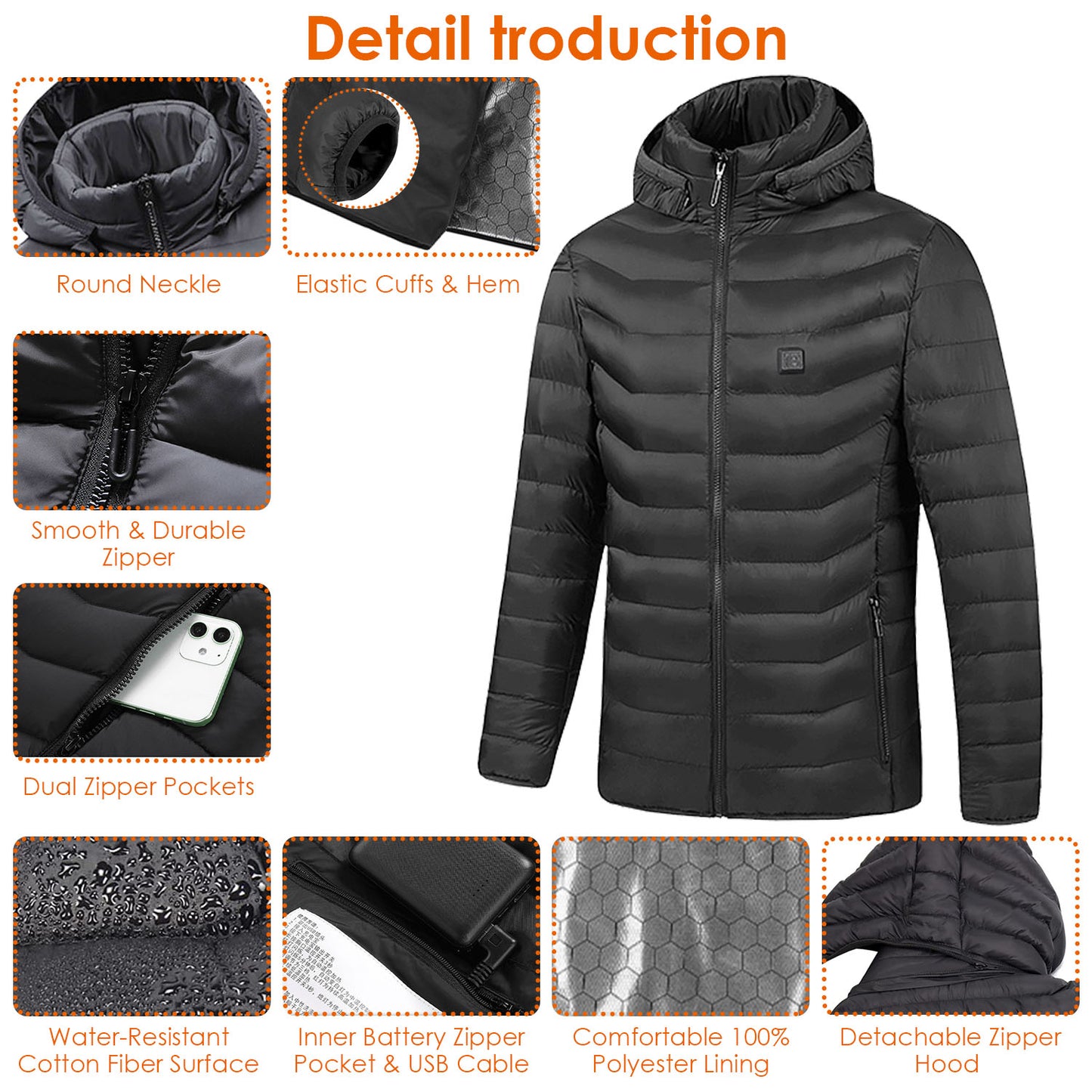 Heated Jacket Electric Heating Coat