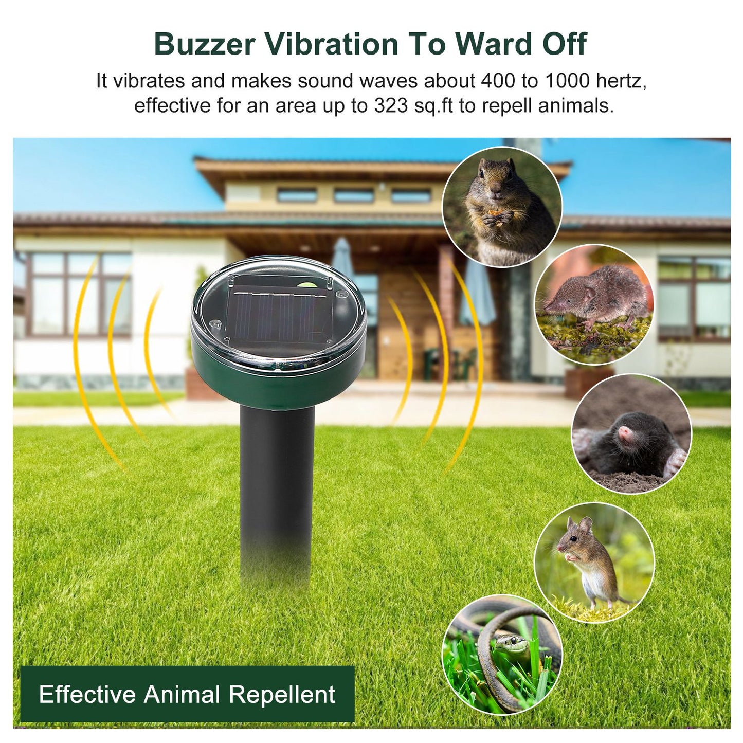 Solar Mole Repeller Stakes - 4 Pack Sonic Gopher Deterrent