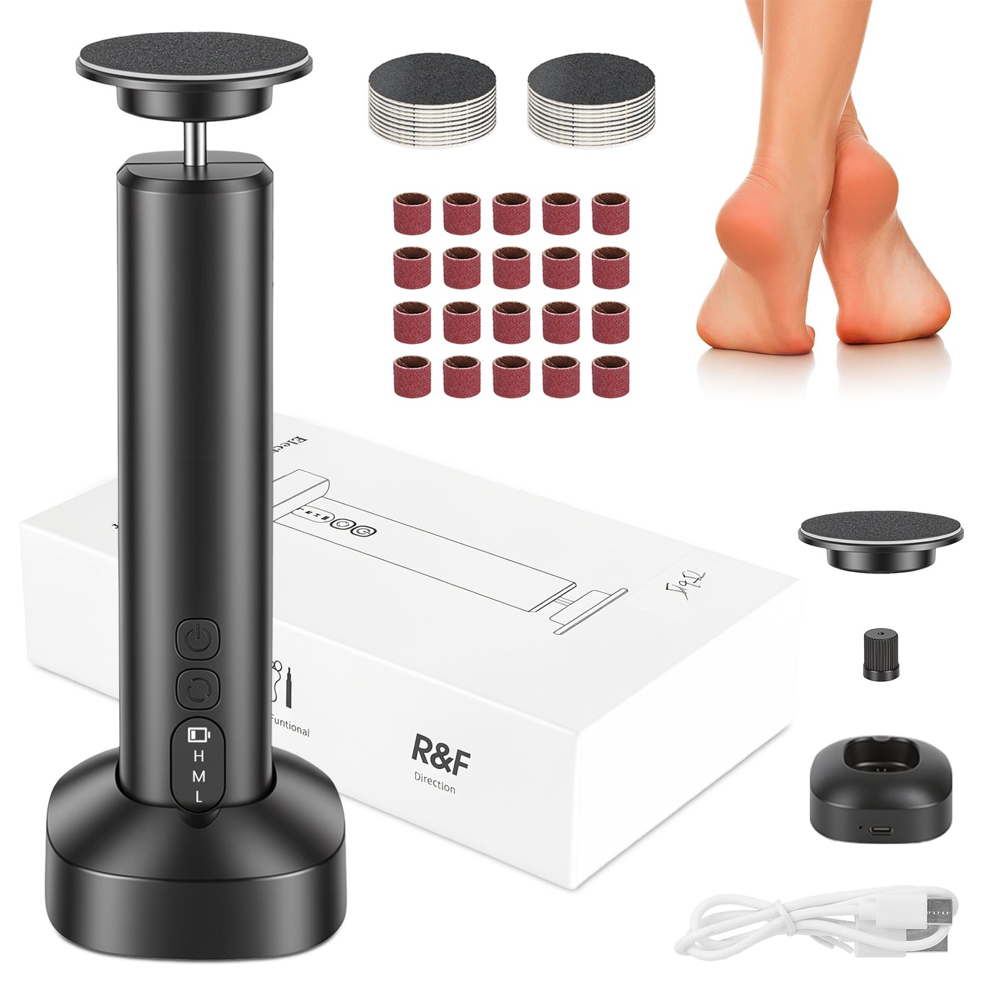 Electric Foot Callus Remover with Nail Grinder & 40 Discs