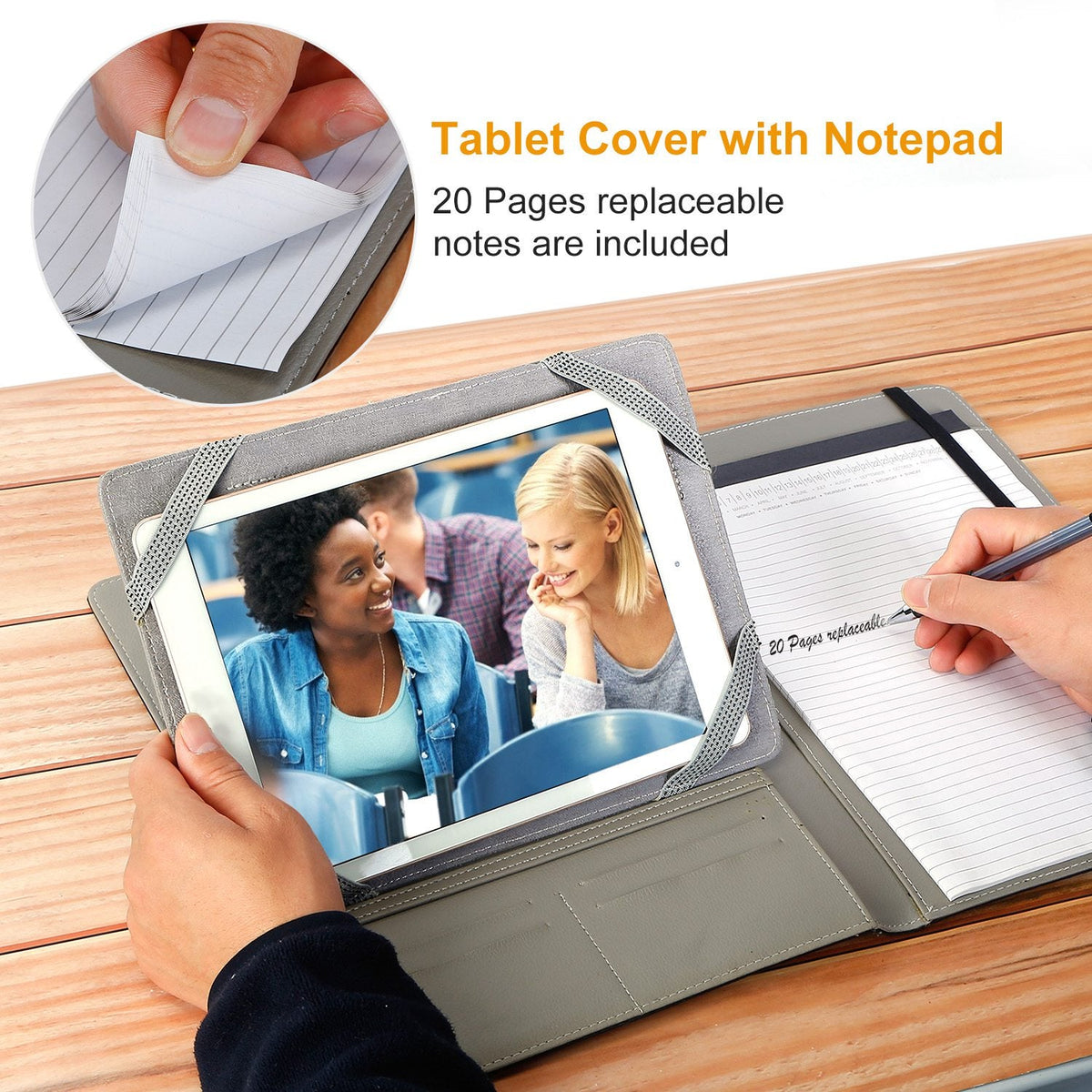 Organizer Case For 9.7in Tablet PC Business Tablet Portfolio w/ A5 Notepad Paper Pad Card Holder