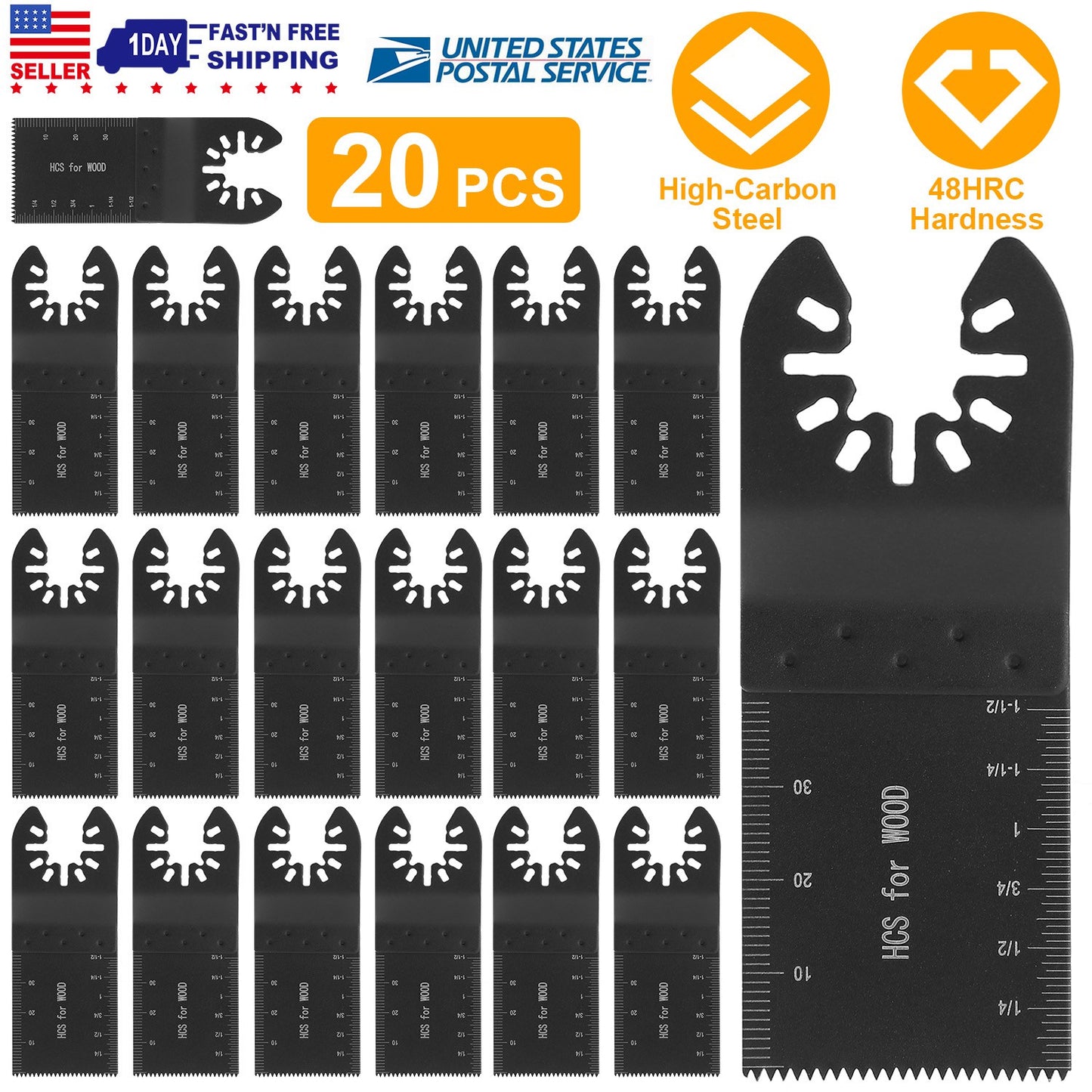 Oscillating Saw Blades 20-Pack High-Carbon Steel Multi-Tool
