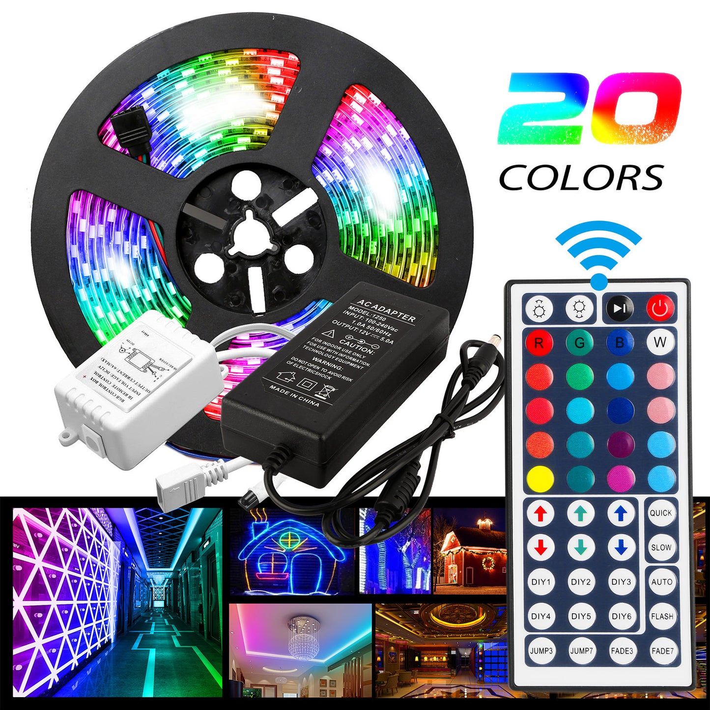 RGB LED Strip Light 16.4ft with Remote Control