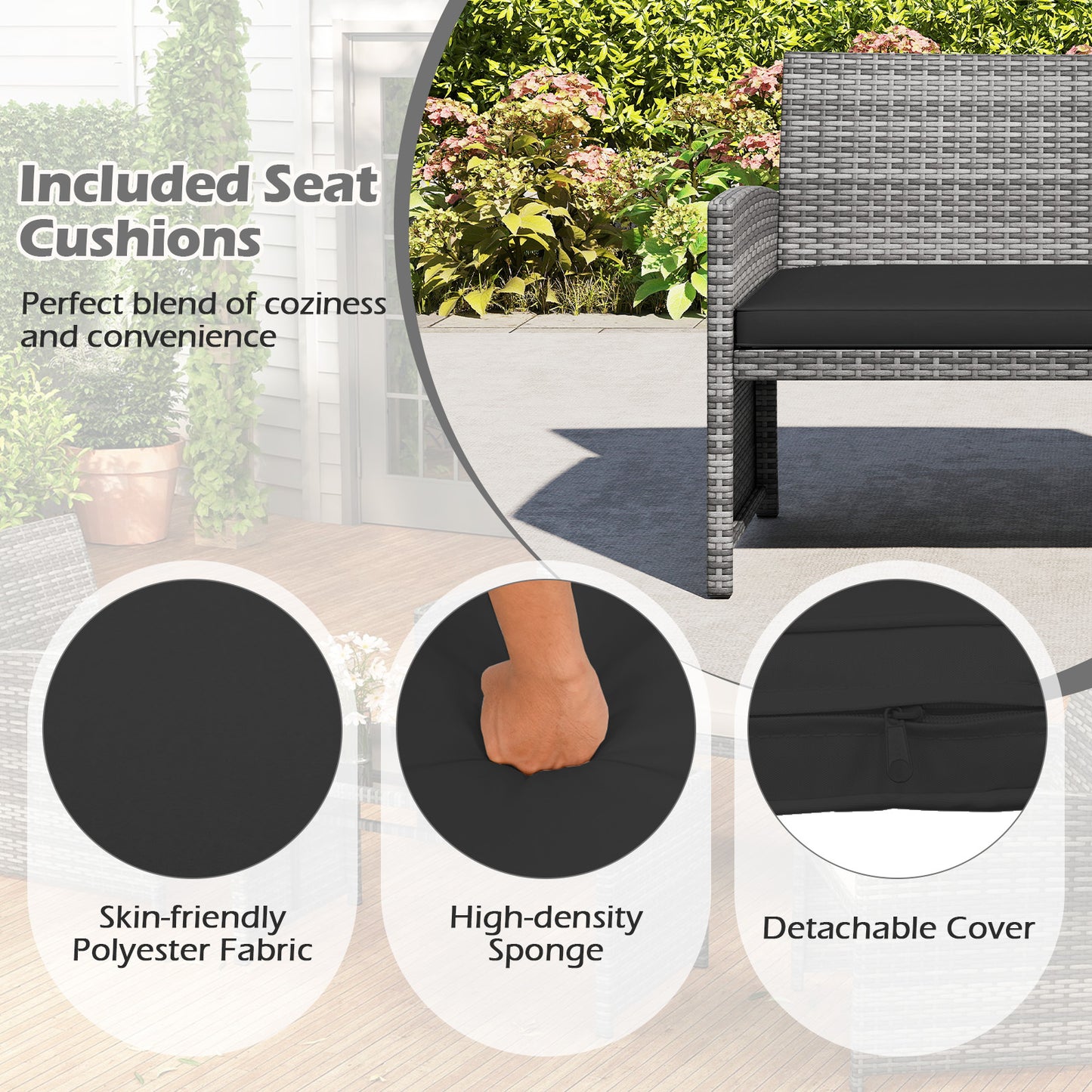 4-Piece Patio Conversation Set with Loveseat and Chairs
