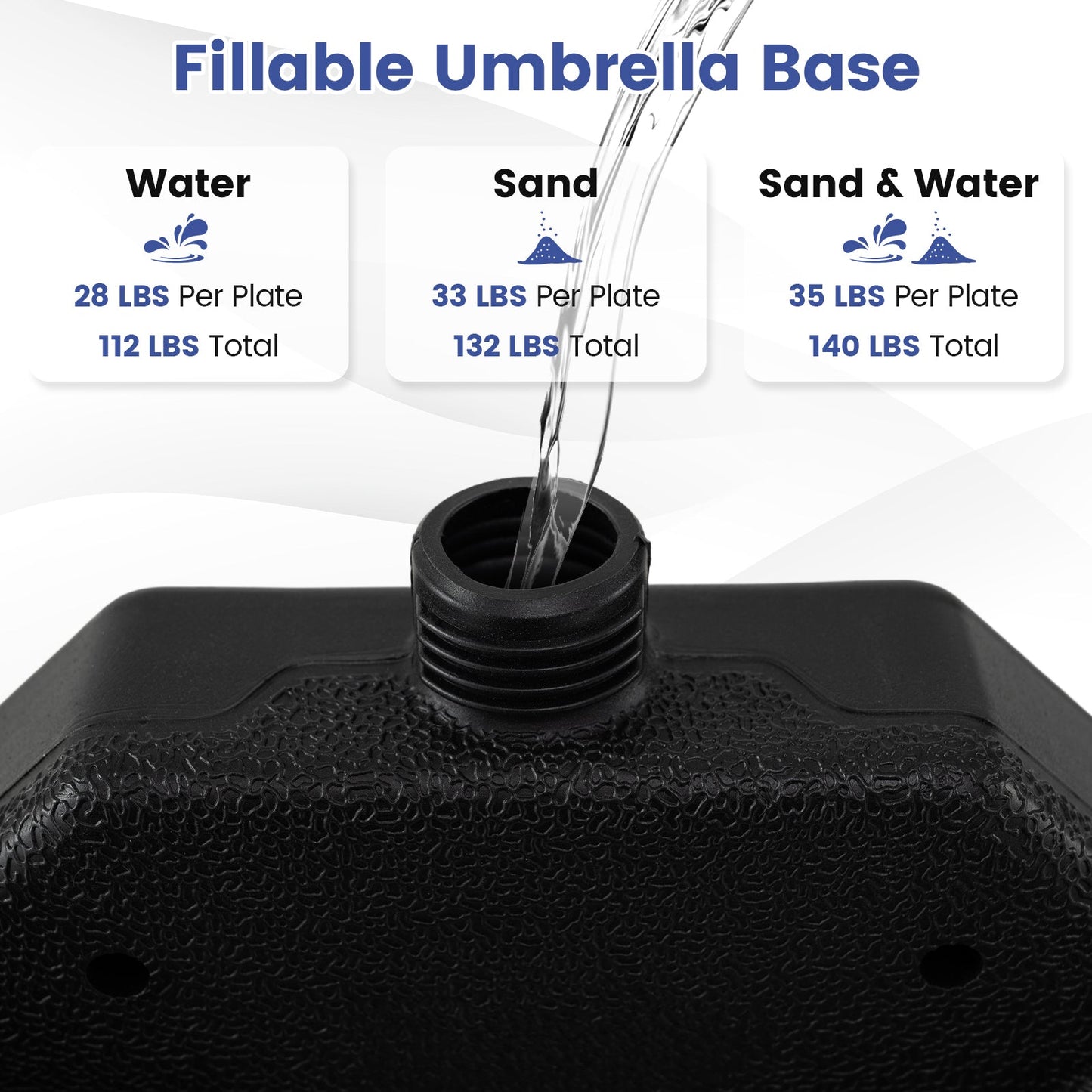 4-Piece Patio Market Umbrella Base 140 LBS Heavy-Duty with U-Locking Pins-Black