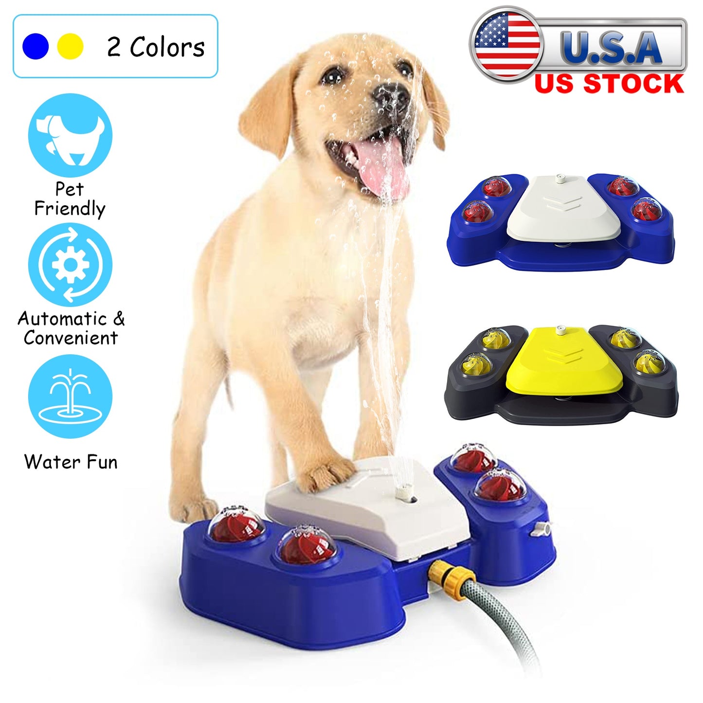 Step-On Dog Water Fountain with Sprinkler & Shower Balls