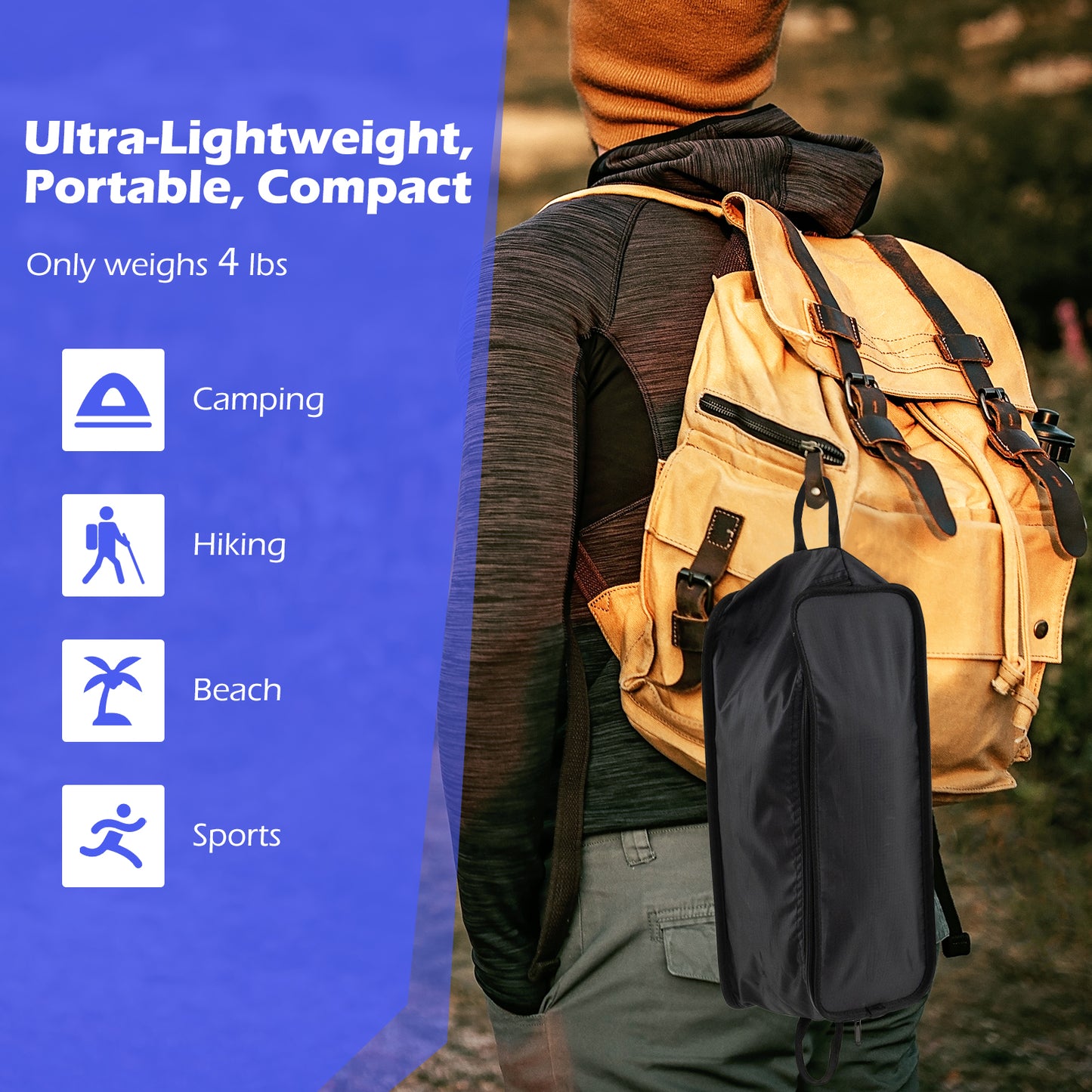 High Back Portable Camping Chair with Pillow and Carry Bag