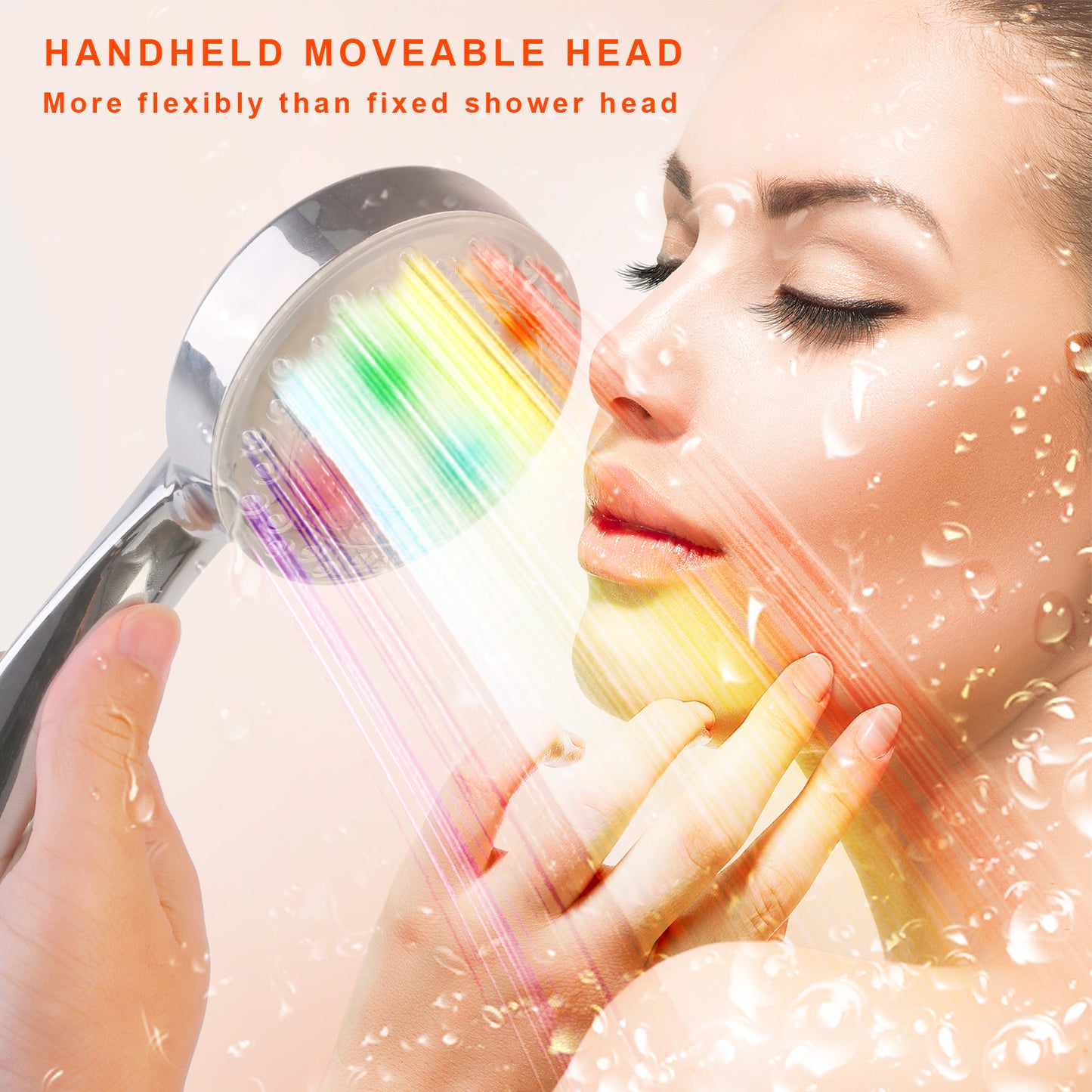 LED Color-Changing Handheld Shower Head with Hydropower