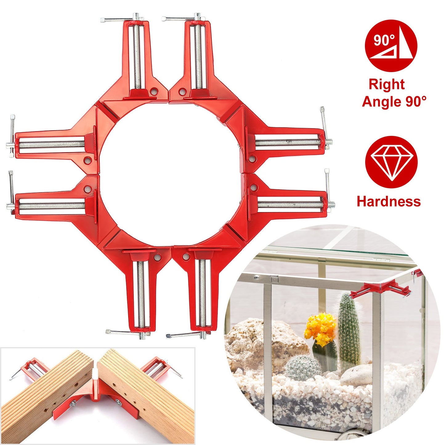 90 Degree Corner Clamps for Woodworking - 4 Pack Aluminum