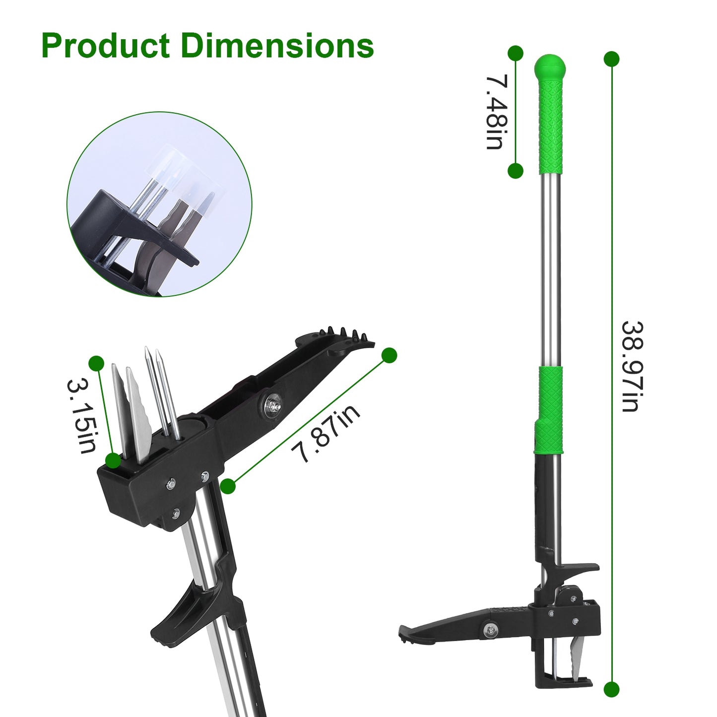Stand Up Weed Puller Tool with 4-Claw Aluminum Design