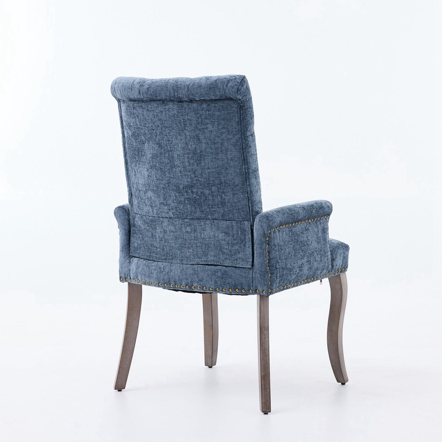 Tufted Dining Chair with Nailhead Trim & Curved Wood Legs