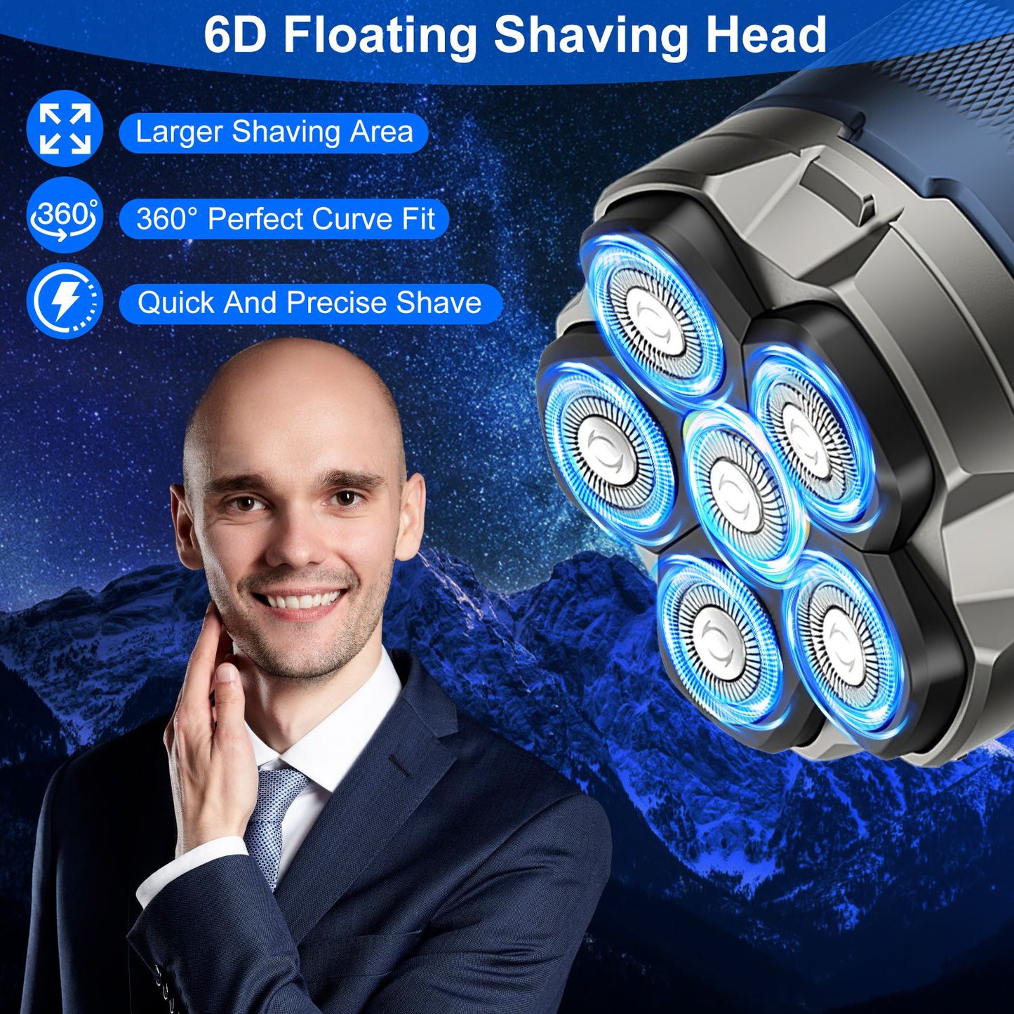 Cordless Electric Head Shaver For Men