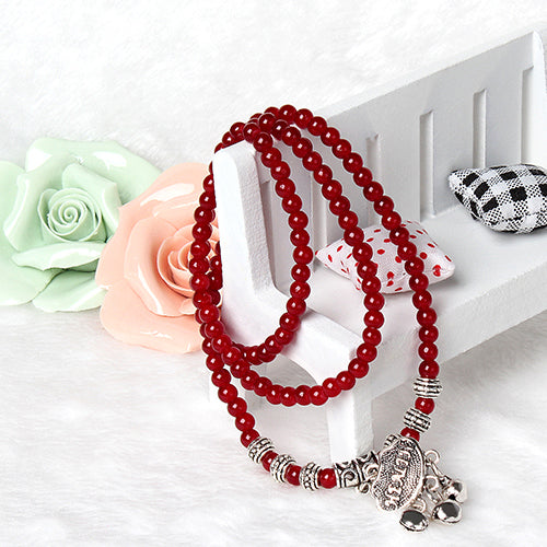 Red Agate Beaded Good Lock Bracelet