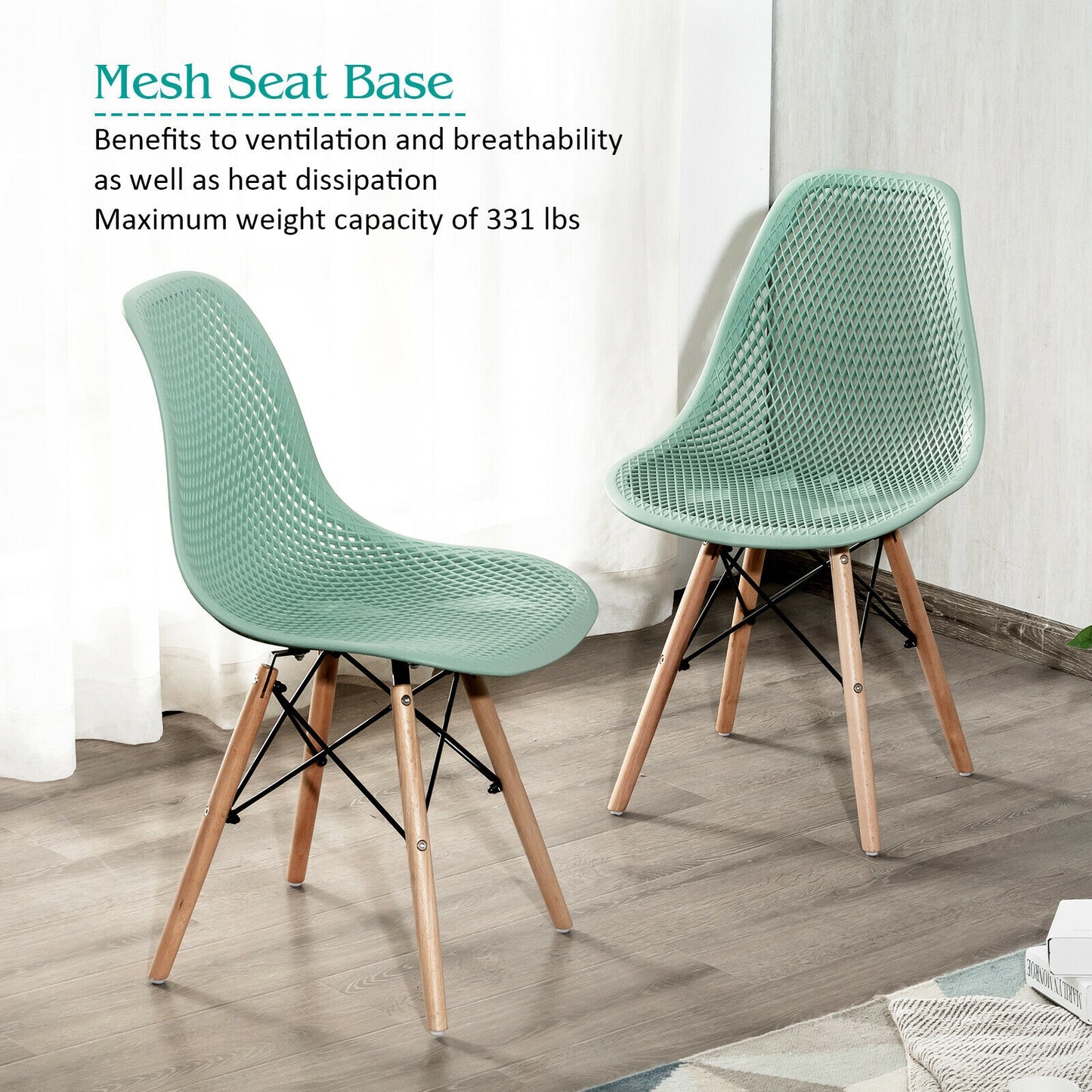 Modern Dining Chairs Set of 2 with Wood Legs