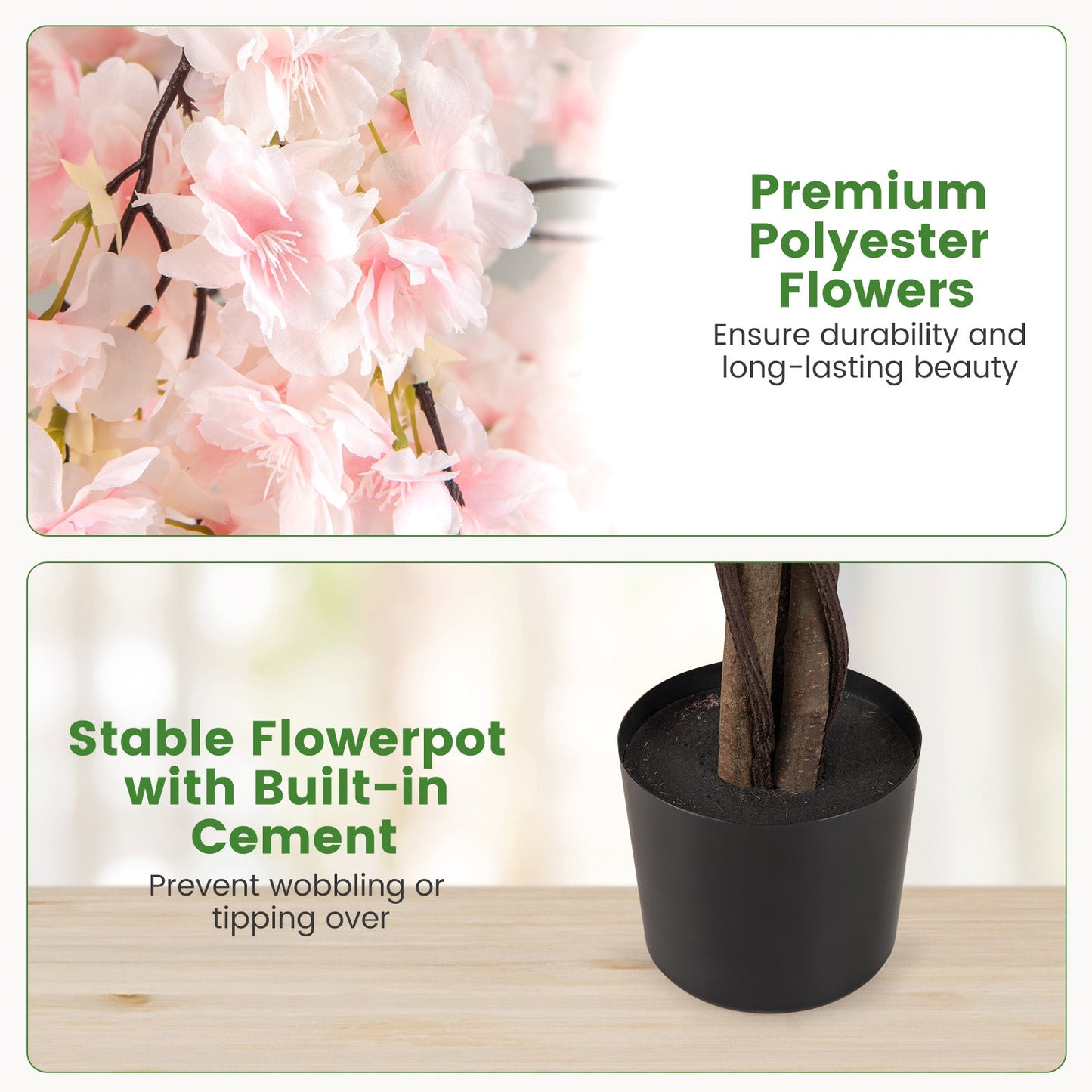 5.5 FT Tall Artificial Cherry Blossom Tree with Pink/White Flowers 2 Pack