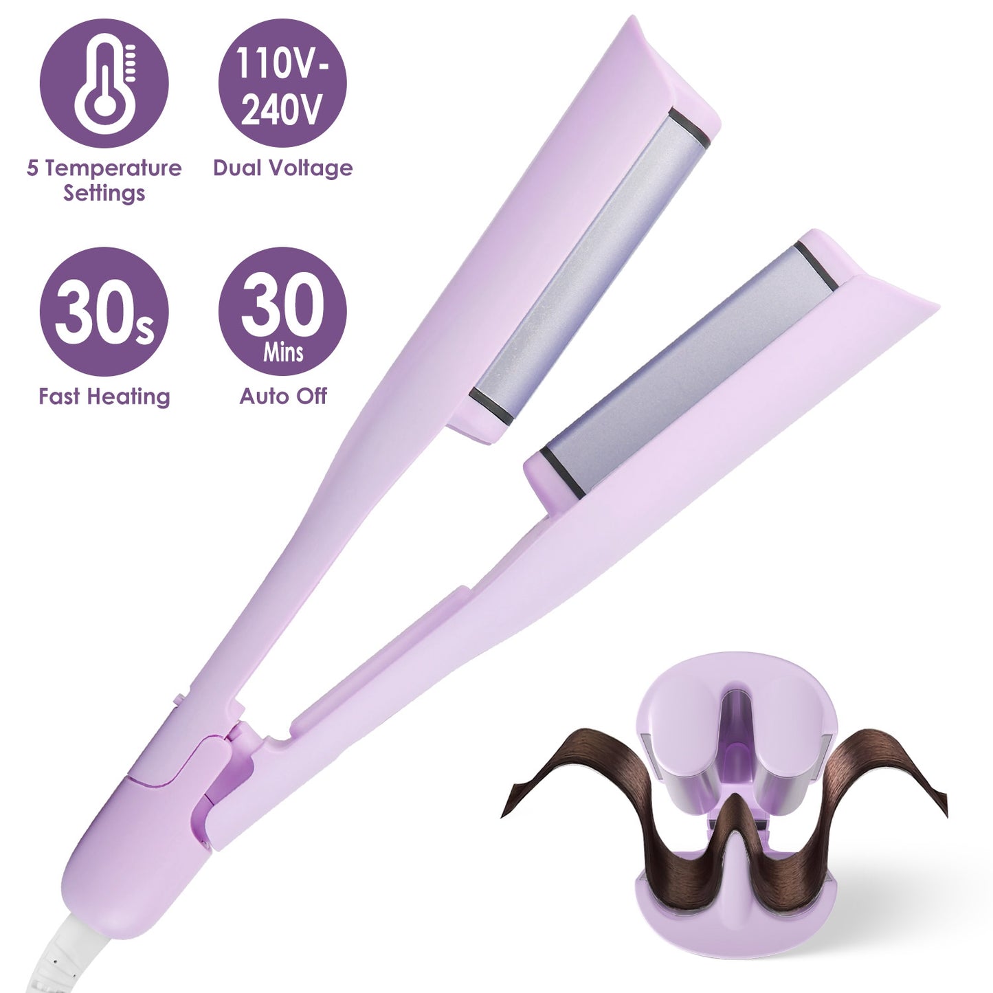 Ceramic Hair Waver Iron – 1.41" Barrel, 5 Temps
