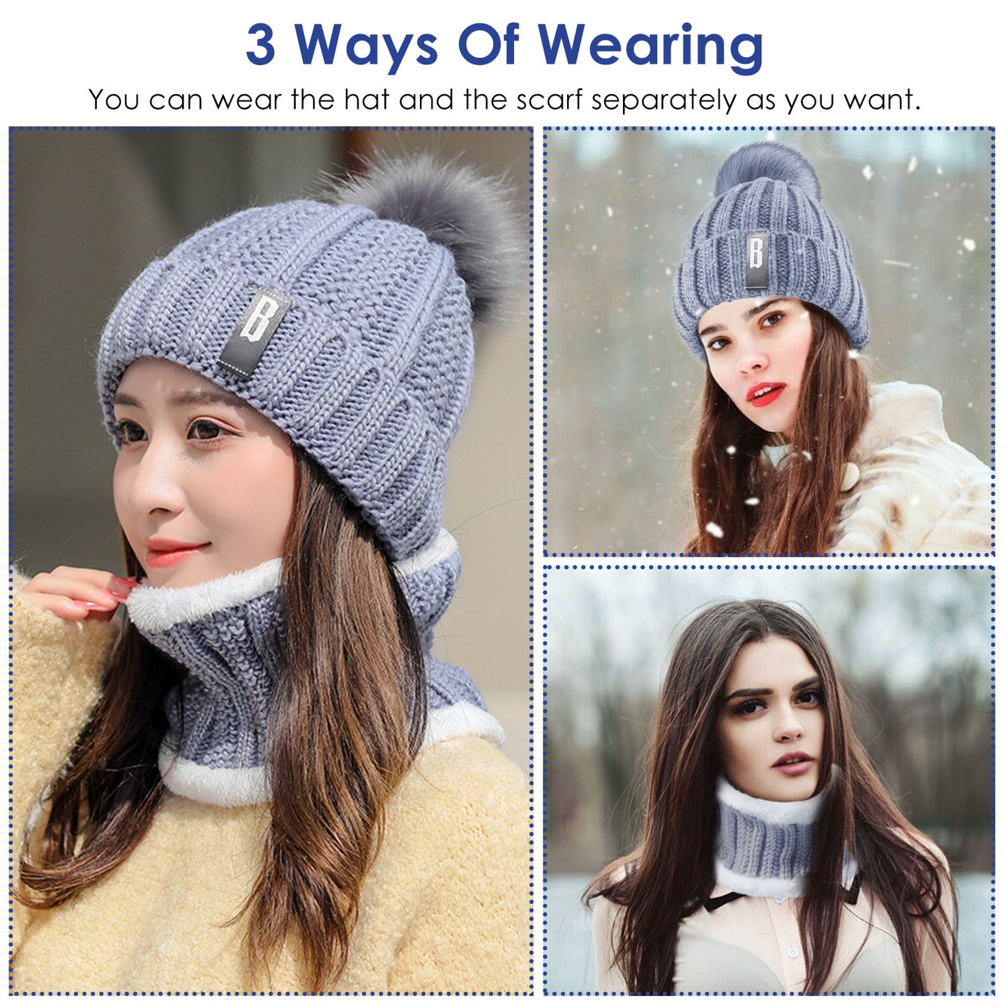Winter Beanie Hat Scarf