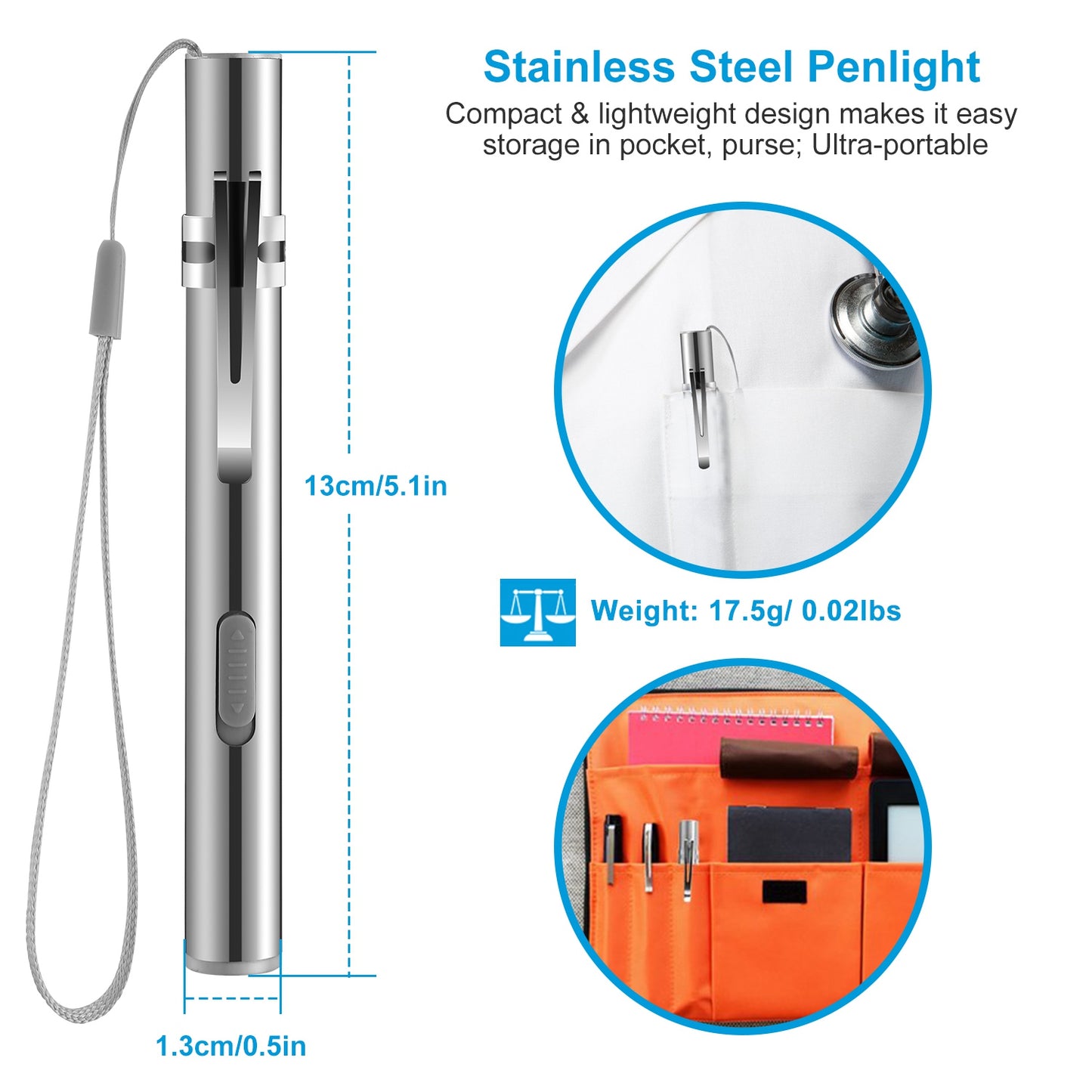 2Pcs Inspection Penlight for Nurses