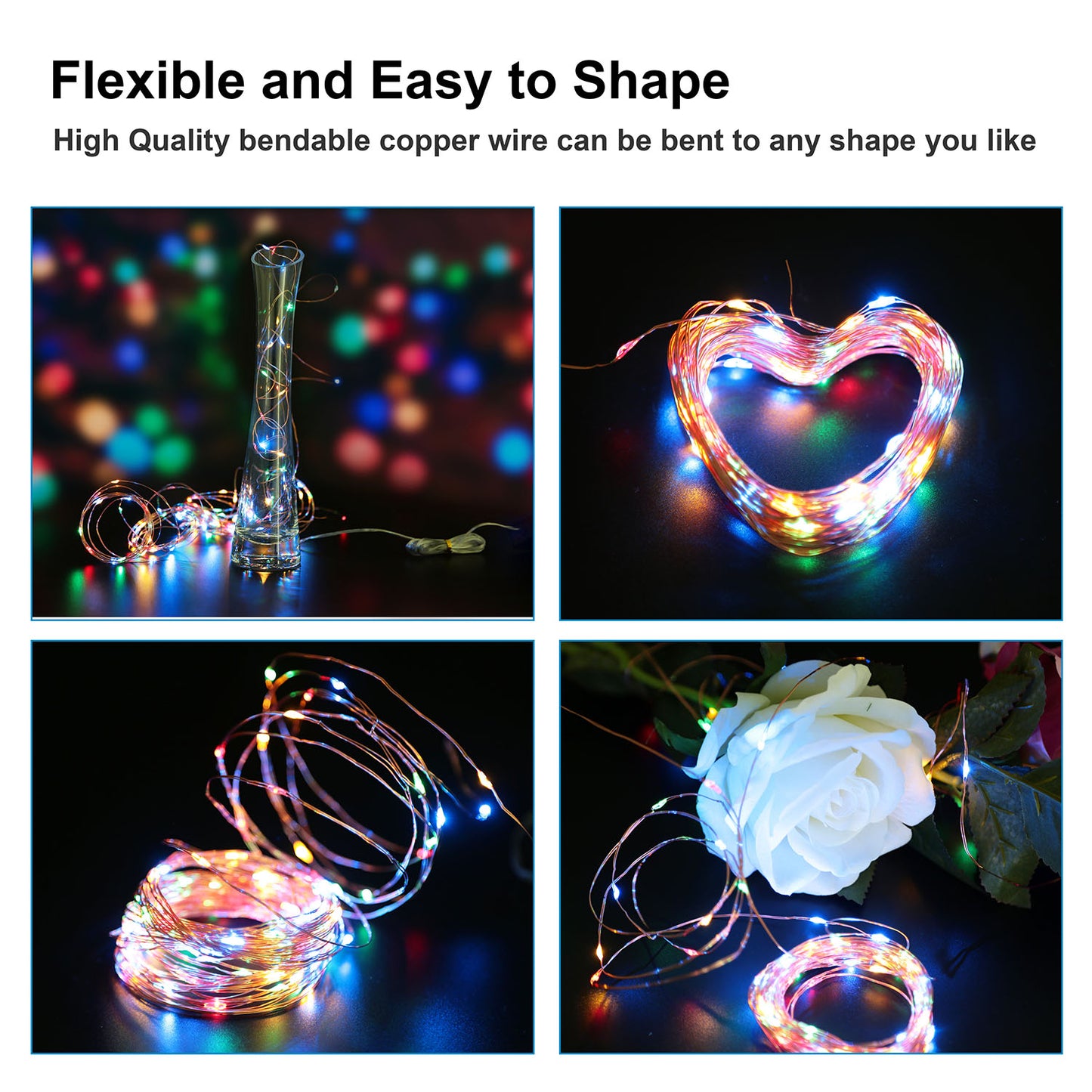 Solar String Lights Outdoor 100 LED 33ft Copper Wire Waterproof