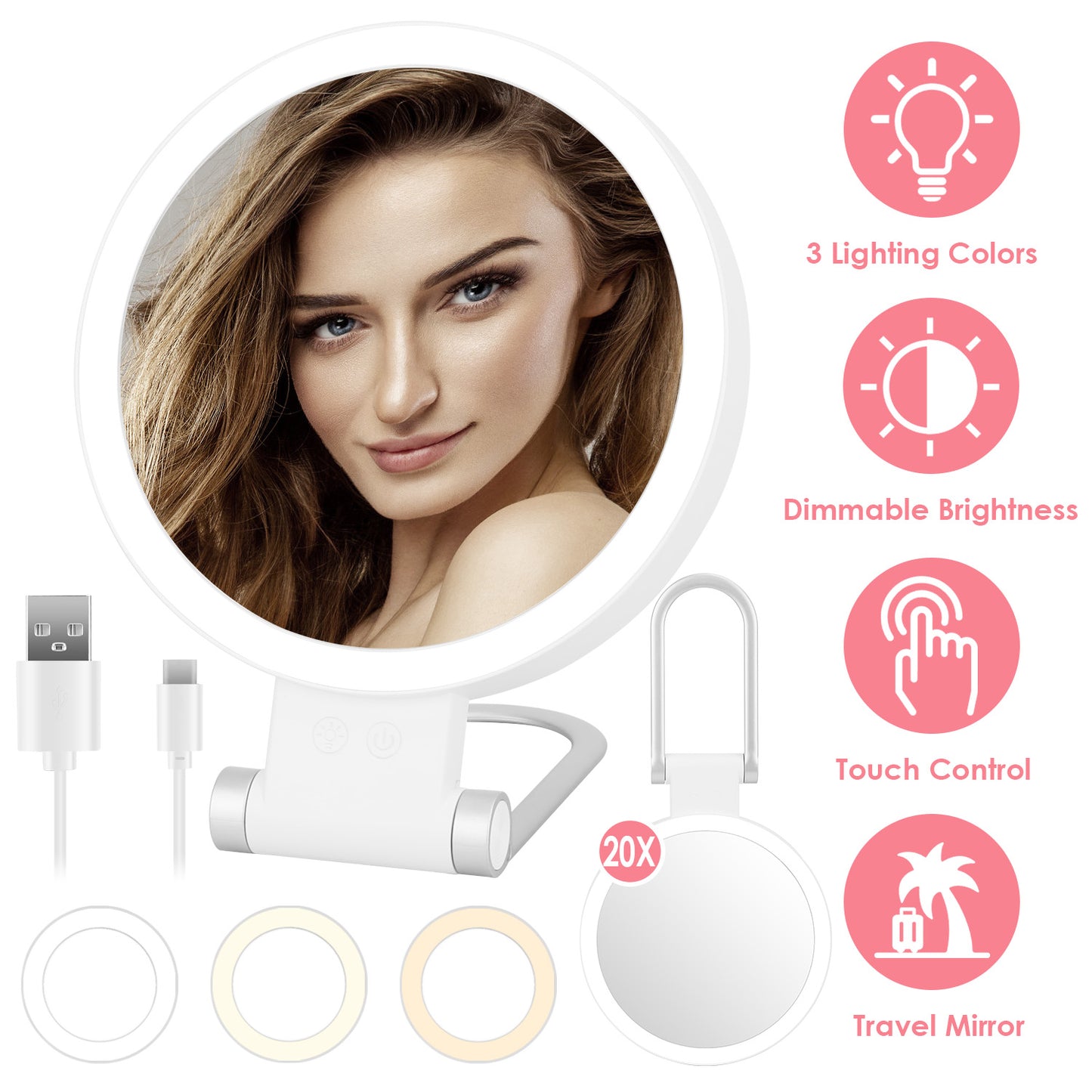 20X/1X Double-Sided Magnifying Makeup Mirror