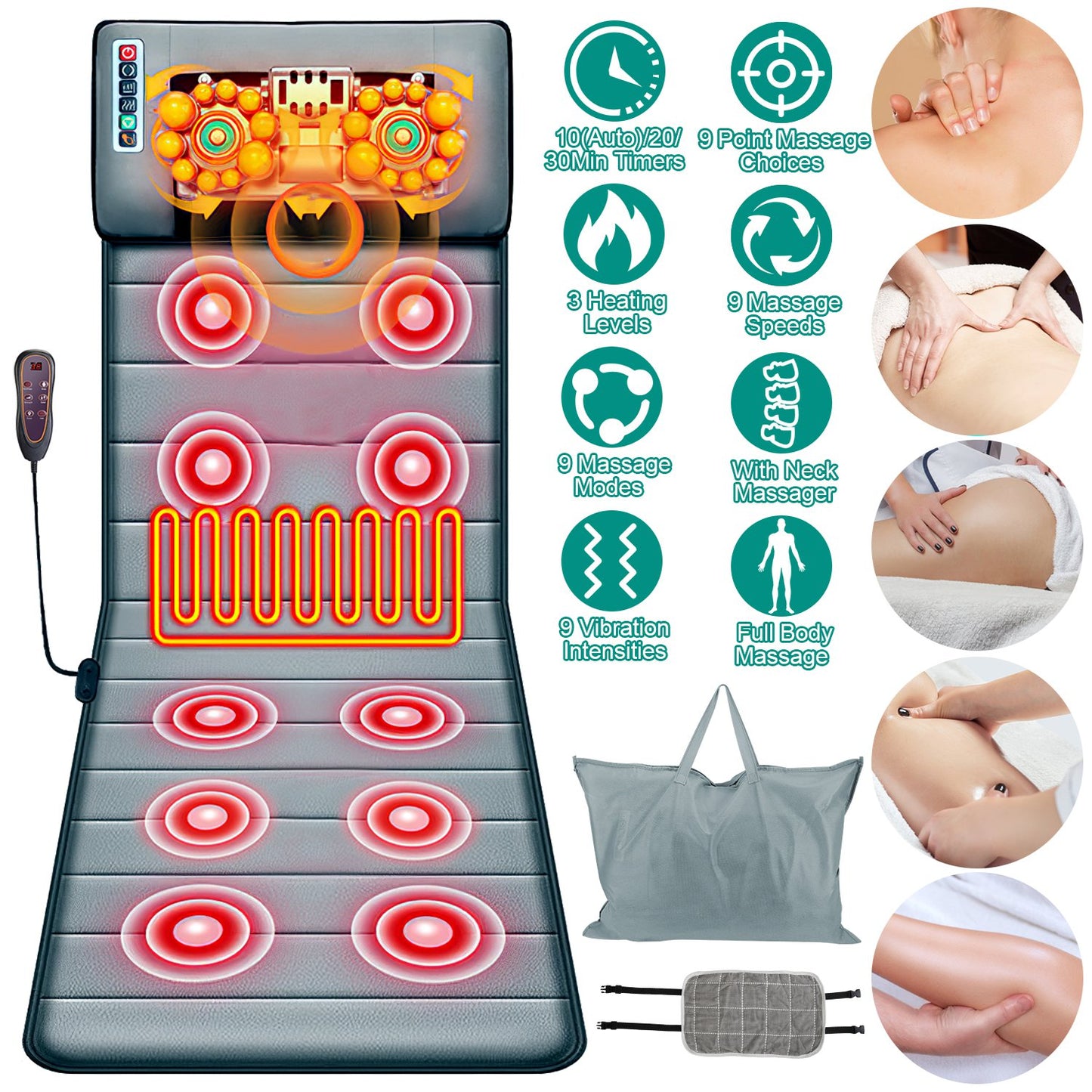 Full Body Electric Massage Mat with Heat Vibration