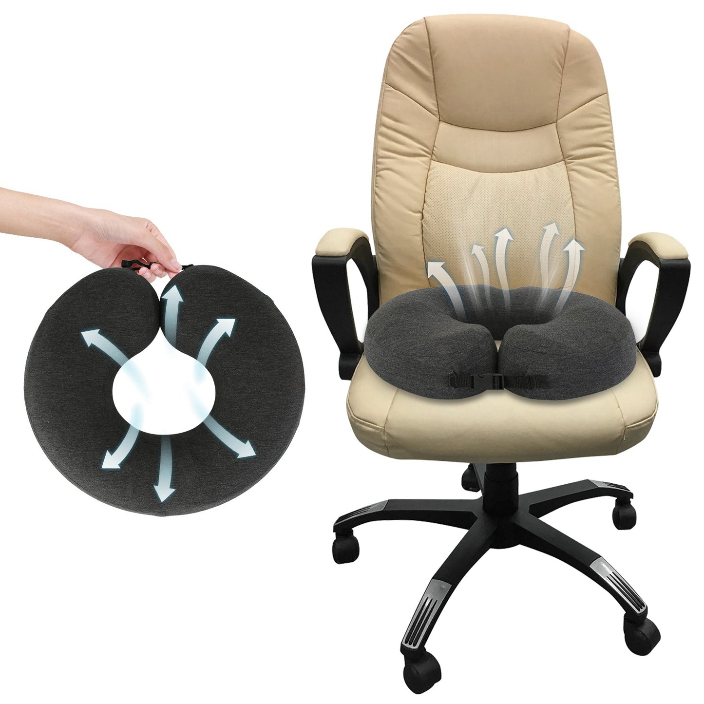 Donut Pillow Seat Cushion Memory Foam Donut Chair Cushions Ergonomic Seat Cushion Pad for Coccyx Prostate Sciatica Pelvic Floor Pressure Sores Office