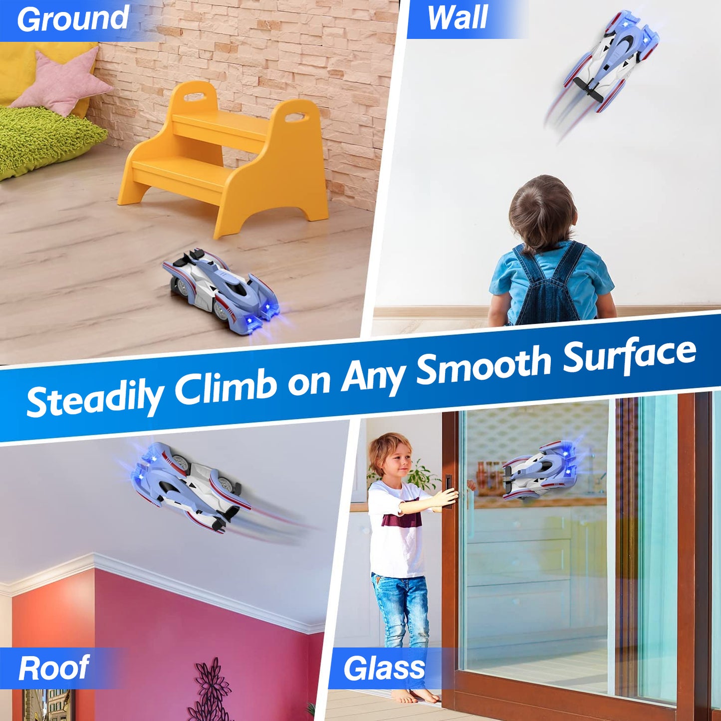 Wall Climbing RC Car with 360° Rotation and LED Lights