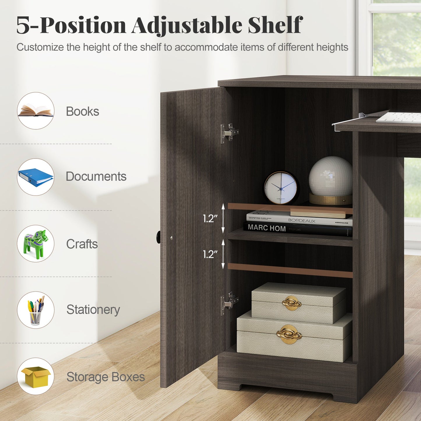 66 Inch L-Shaped Writing Study Workstation Computer Desk with Drawers