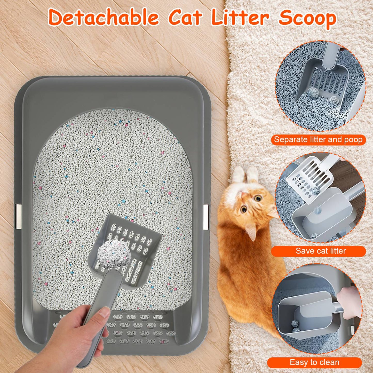 Enclosed Stainless Steel Cat Litter Box with Lid - Large
