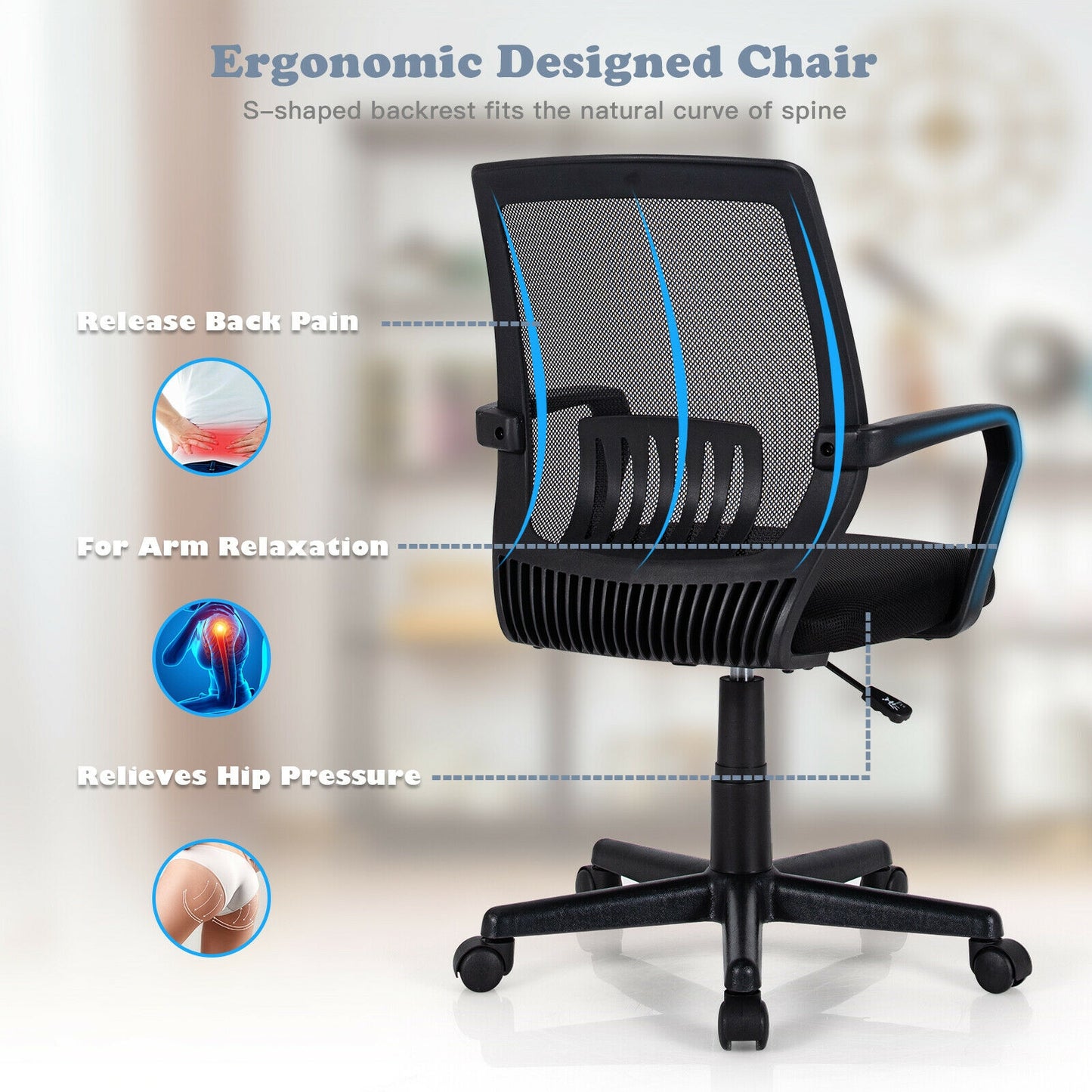 Mid-Back Mesh Office Chair with Lumbar Support