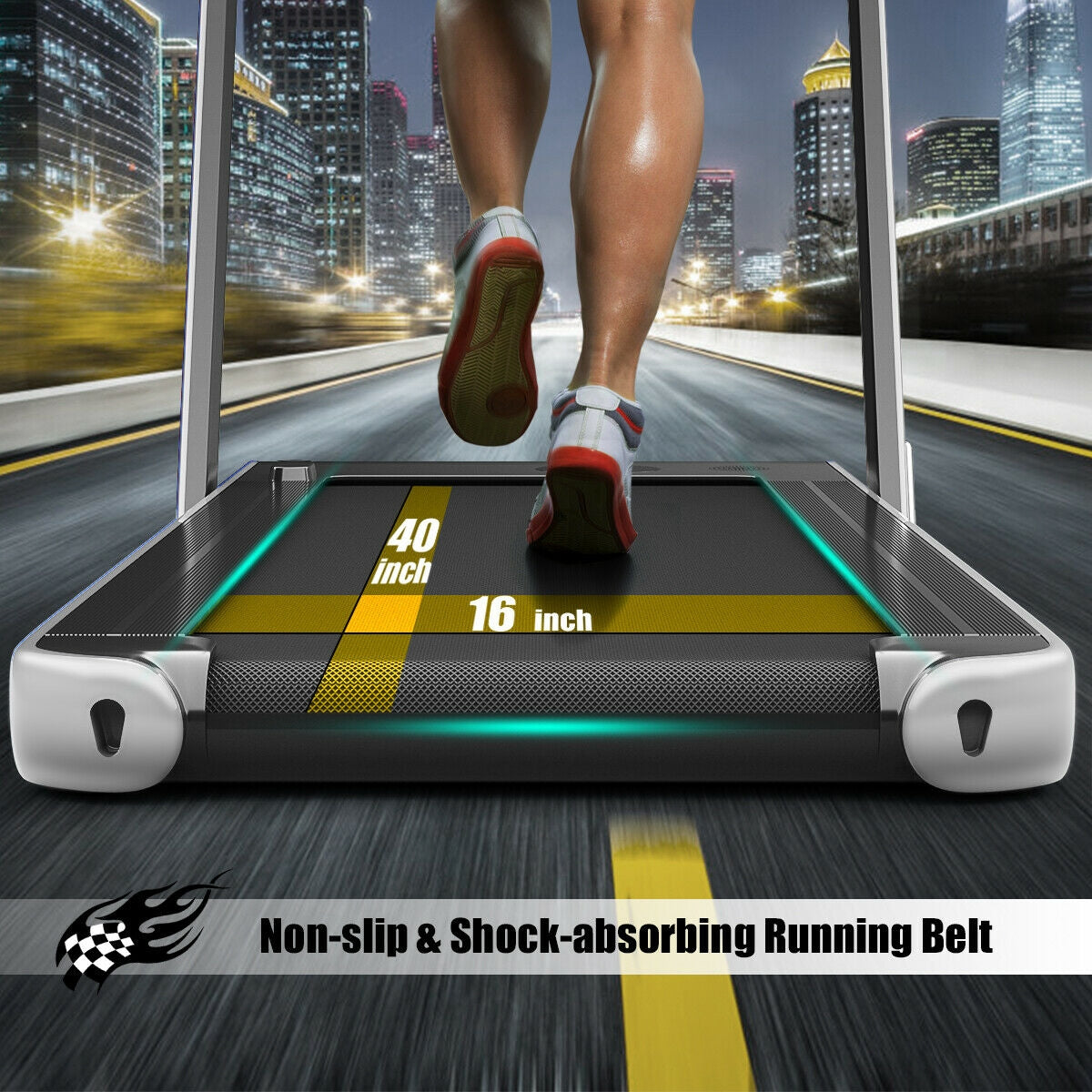 2-in-1 Folding Treadmill with Dual Display and Remote Control
