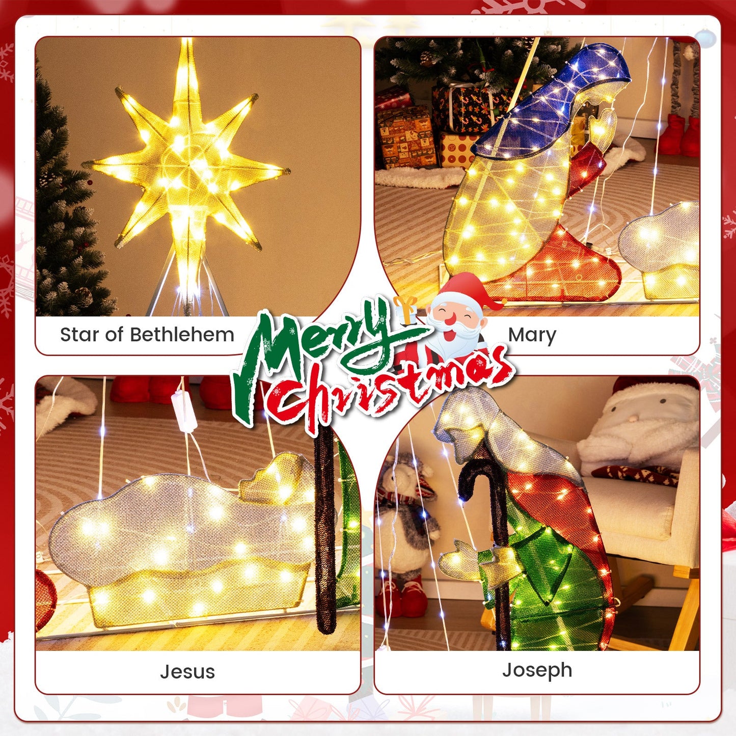 6 Feet Lighted Nativity Scene with 240 LED Lights