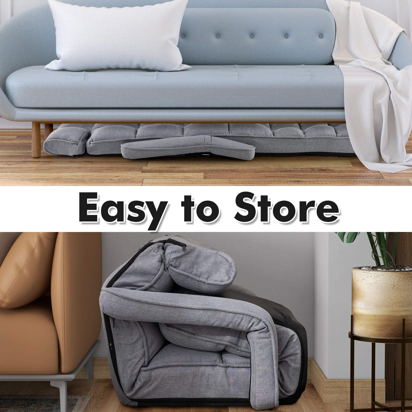 6-Position Adjustable Floor Chair with Armrests and Footrest