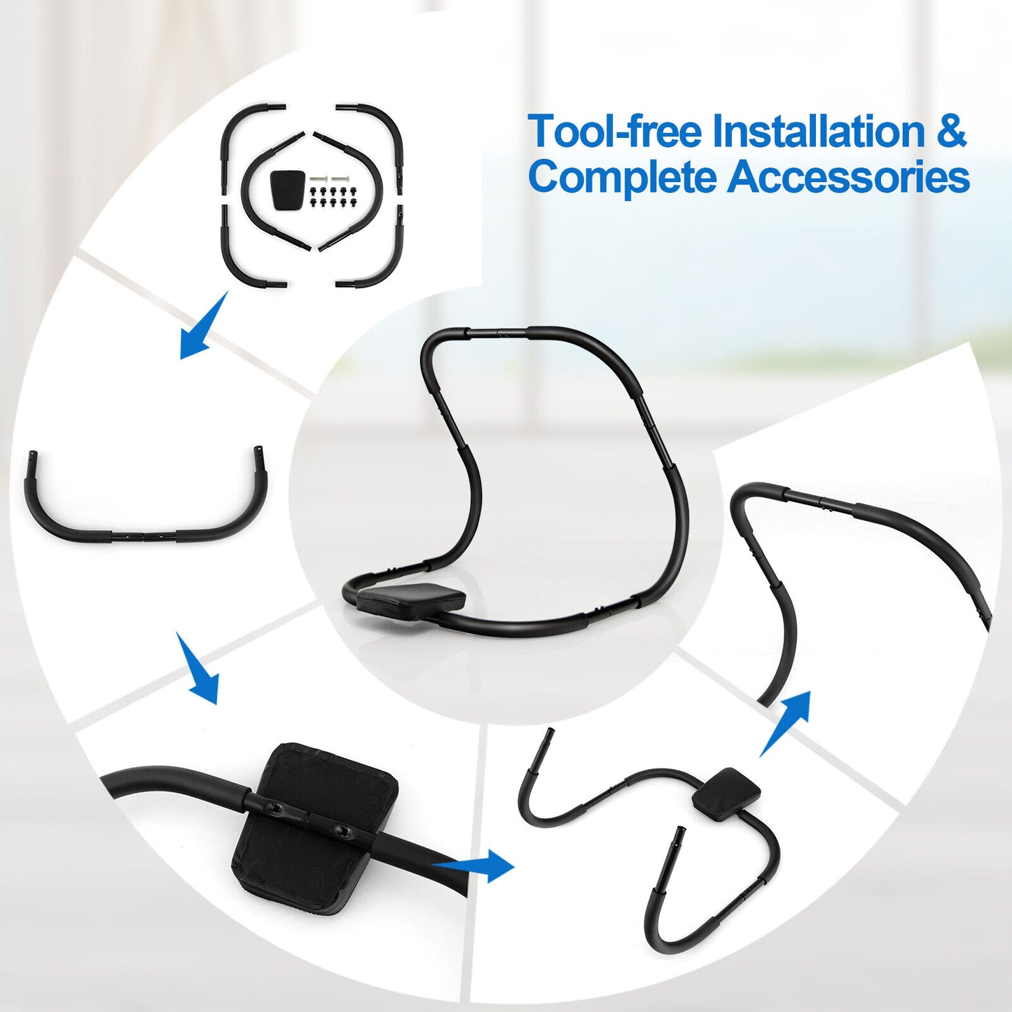 Portable AB Trainer with Headrest for Core Workouts