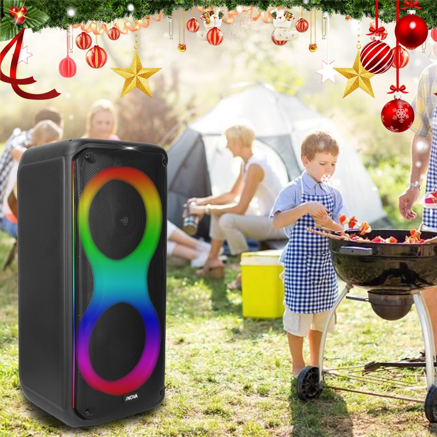 Portable Wireless Party Speaker with RGB Lights & Remote