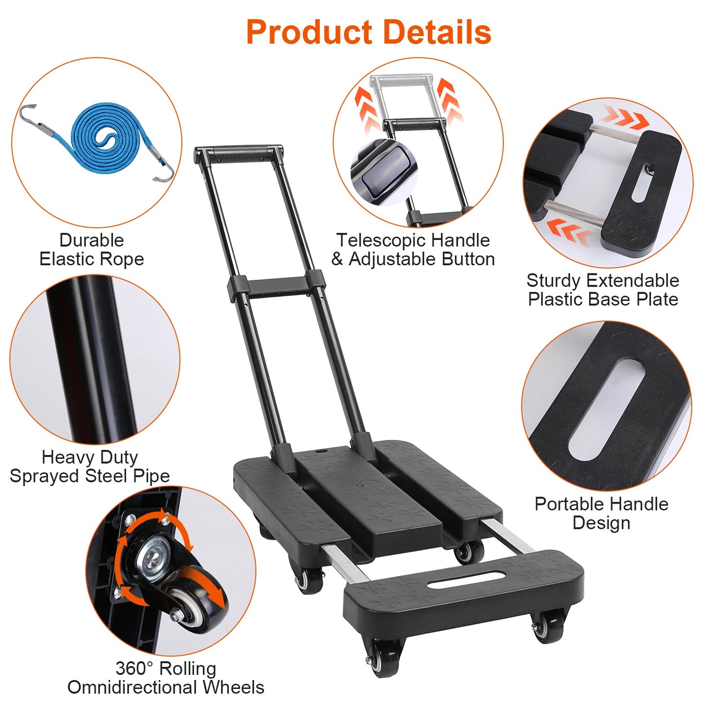 Folding Hand Truck with 165 lb Capacity & Telescopic Handle